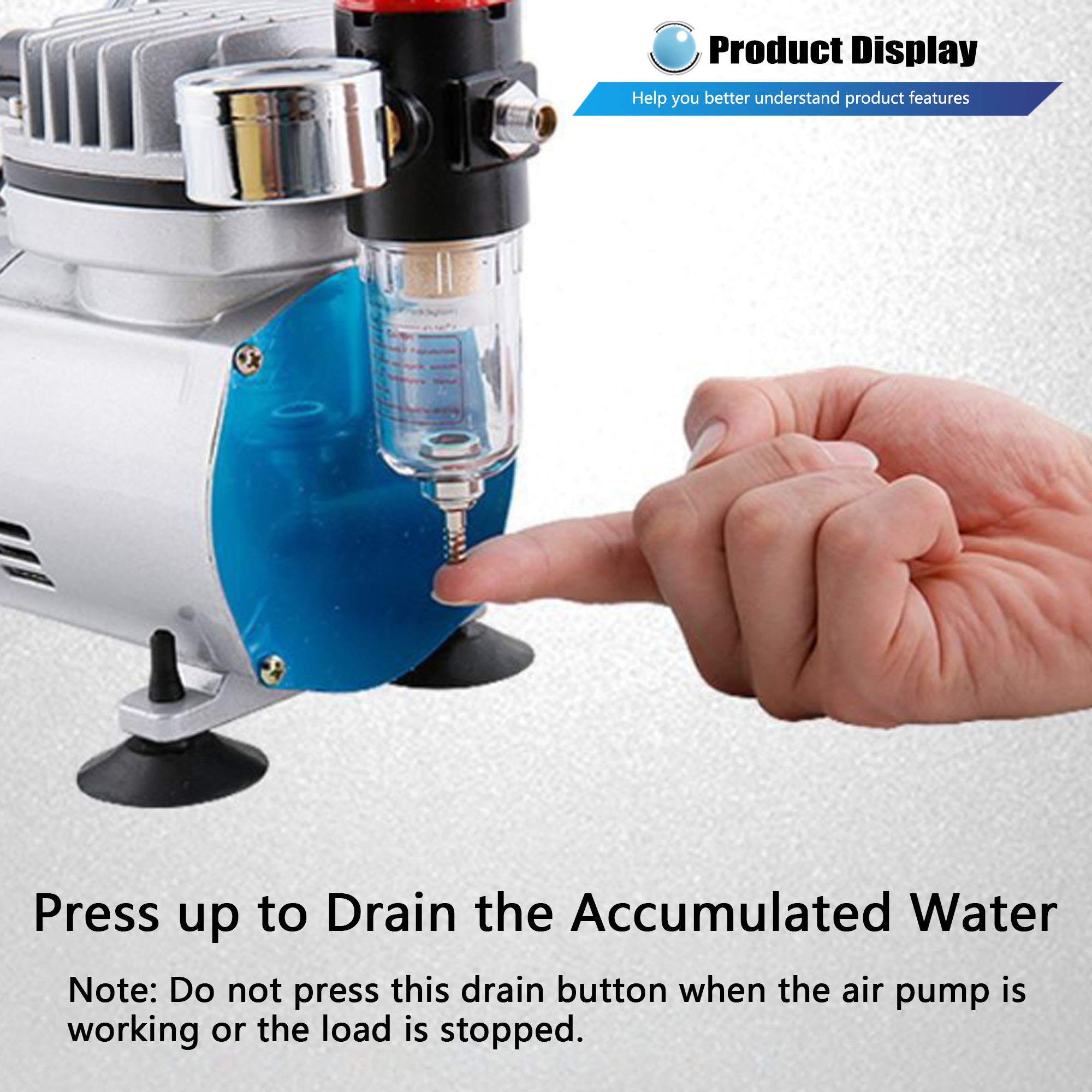 NEWTRY Portable Oil-Free 1/5 HP Air Compressor & Airbrush Kit - Automatic Start-Stop System for Painting, Illustration, Cosmetics, Automotive & Tattoo Art | Perfect for Artists, Hobbyists & Professionals