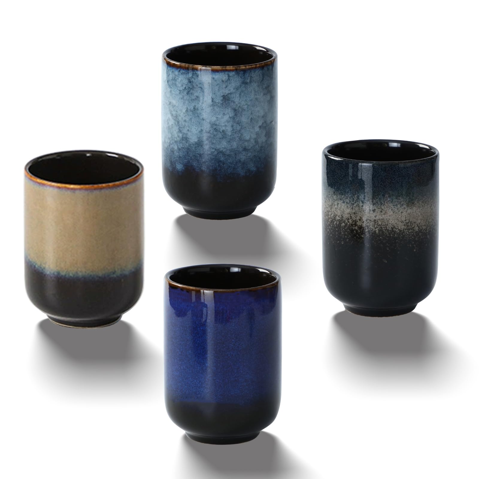 Premium 4-Piece Ceramic Tea Set - Chinese Style Tea Cups & Coffee Mugs in 4 Colors - Perfect for Home, Office & Gifts