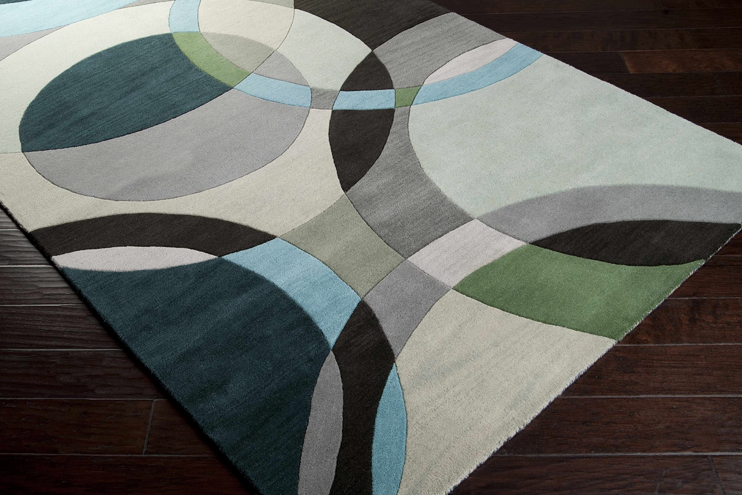 Modern Hauteloom Wyocena Wool Area Rug 8' x 11' - Soft Black & Blue Handwoven Rug for Living Room, Bedroom - Cozy Home Decor, Perfect for Family Gatherings & Relaxation