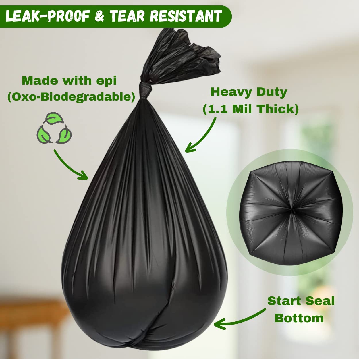 Portable Camping Toilet Waste Bags - 60 Bags (3 Rolls) 8 Gallon Black Can Liners for Travel, Hiking & Outdoor Adventures - Ideal for RV Trips, Emergency Preparedness & Off-Grid Living