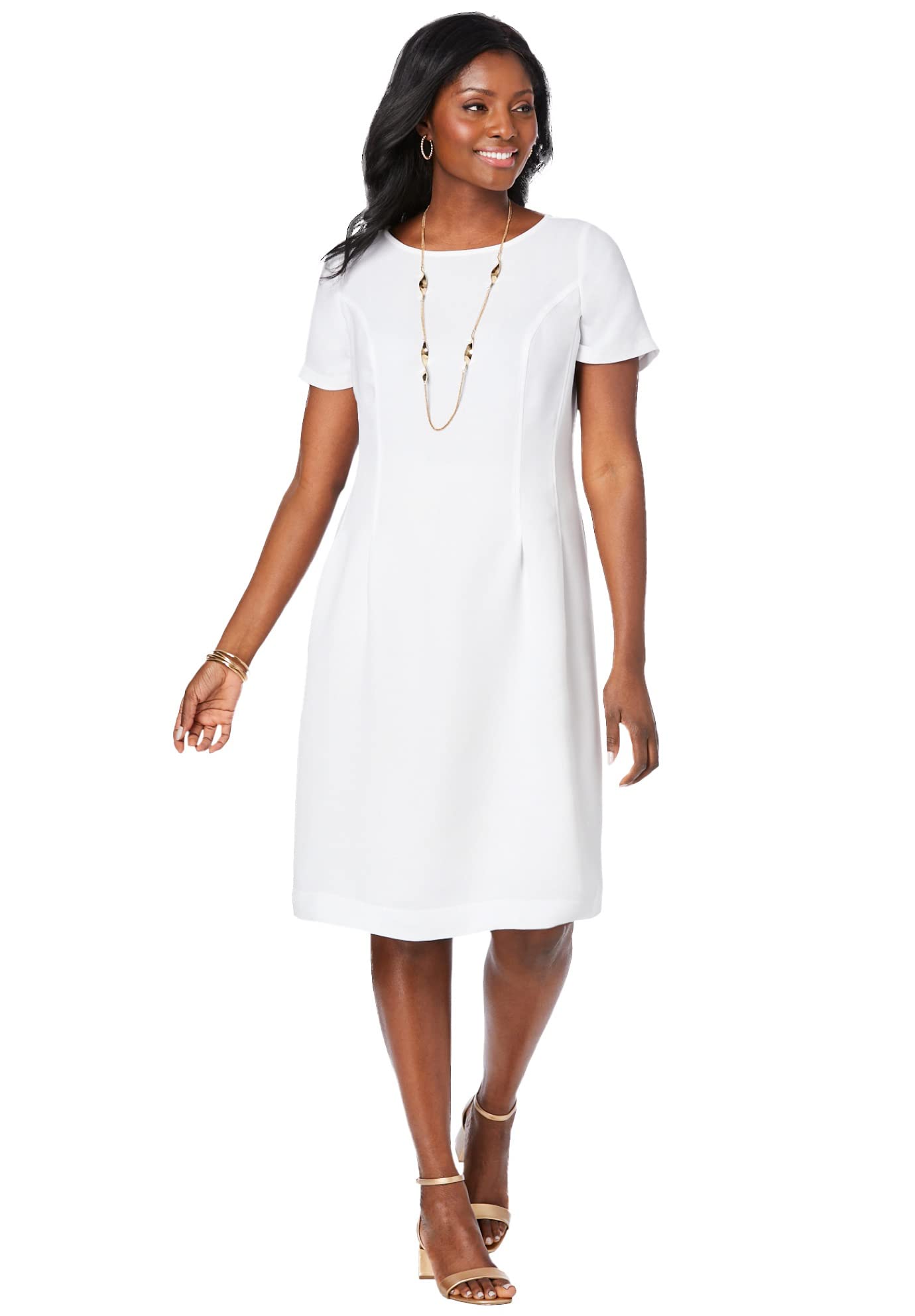 Jessica London Women's Plus Size Short Sleeve Fit and Flare Dress - Flattering Casual & Office Wear for Curvy Women | Perfect for Summer Outings, Weddings & Special Occasions
