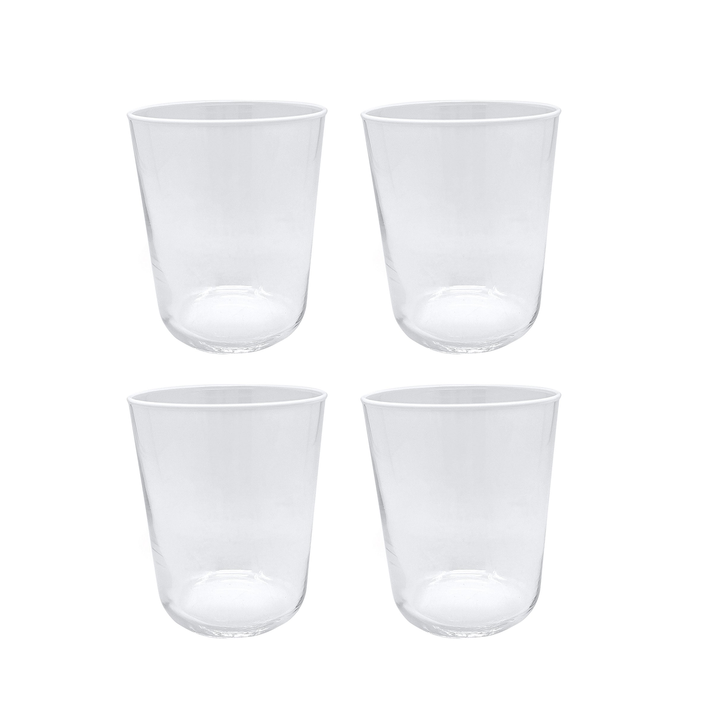 Premium Clear Double Old Fashioned Glasses Set of 4 with White Rim - Elegant Cocktail & Whiskey Drinking Glasses for Home Bar, Parties & Gifts