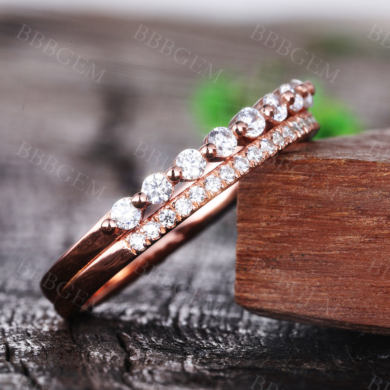 Vintage Moissanite Double Row Wedding Band - Half Eternity Stacking Ring for Women | Perfect for Bridal Sets, Anniversary Gifts & Everyday Elegance