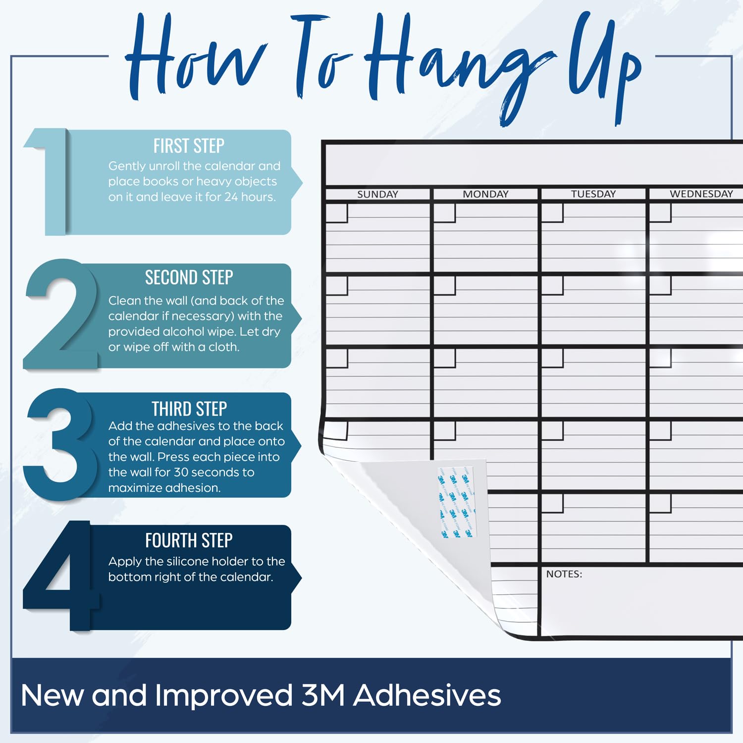 (2 Pack) Small Dry Erase Wall Calendar 17x26 - Undated Reusable Whiteboard Planner for Office, Home & School - Perfect for Scheduling, Planning, and Organizing Tasks