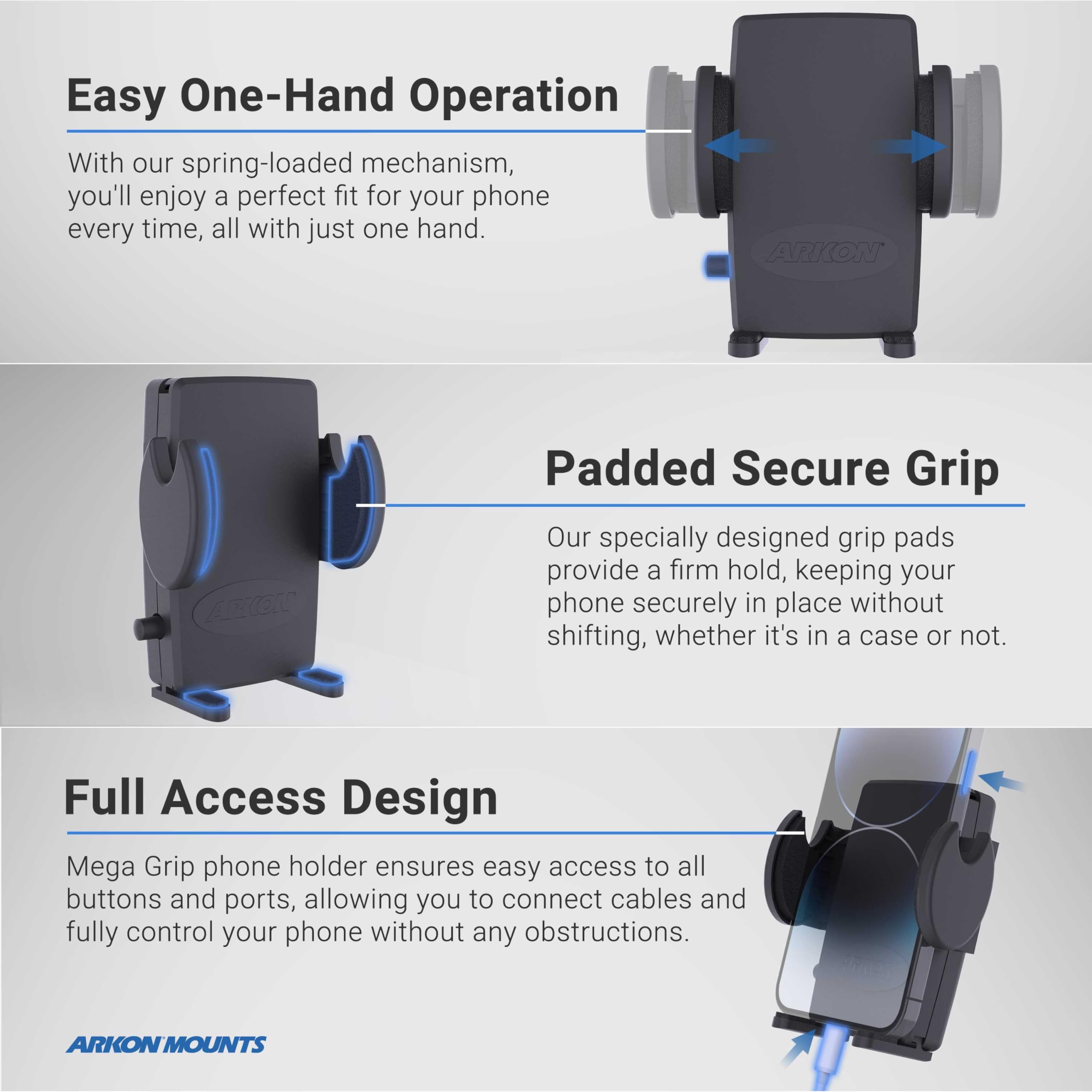 ARKON Universal Car Cup Holder Phone Mount - Compatible with iPhone 12/11/XS/XR & Galaxy Note 20/10/9 - Secure Hands-Free Holder for Safe Driving & GPS Navigation