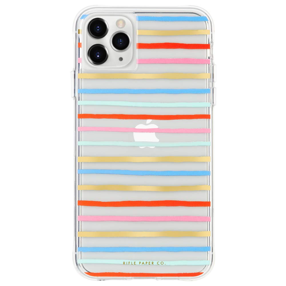 RIFLE PAPER CO. iPhone 11 Pro Max Case with Gold Foil Accents for 6.5 Inch - Happy Stripes Design - Stylish Protective Cover for Everyday Use & Gift Giving