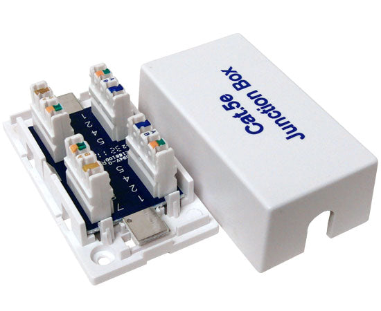 CAT5E Junction Box, 110 Punch Down Style - White | Network Cable Management Solution for Home & Office Wiring