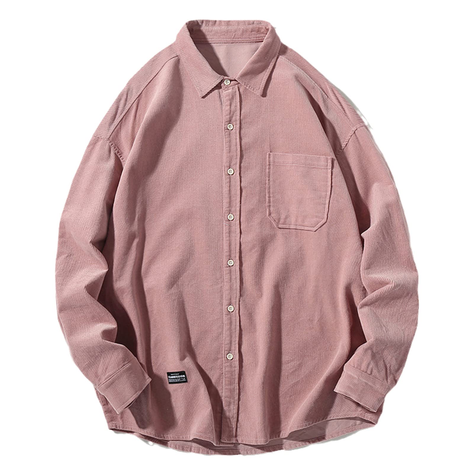 OTFTHPCW Men's Corduroy Long Sleeve Button Down Shirt - Solid Color Lapel Casual Shirt Jacket for Spring & Fall | Office Wear, Date Night, Business Casual Outfits