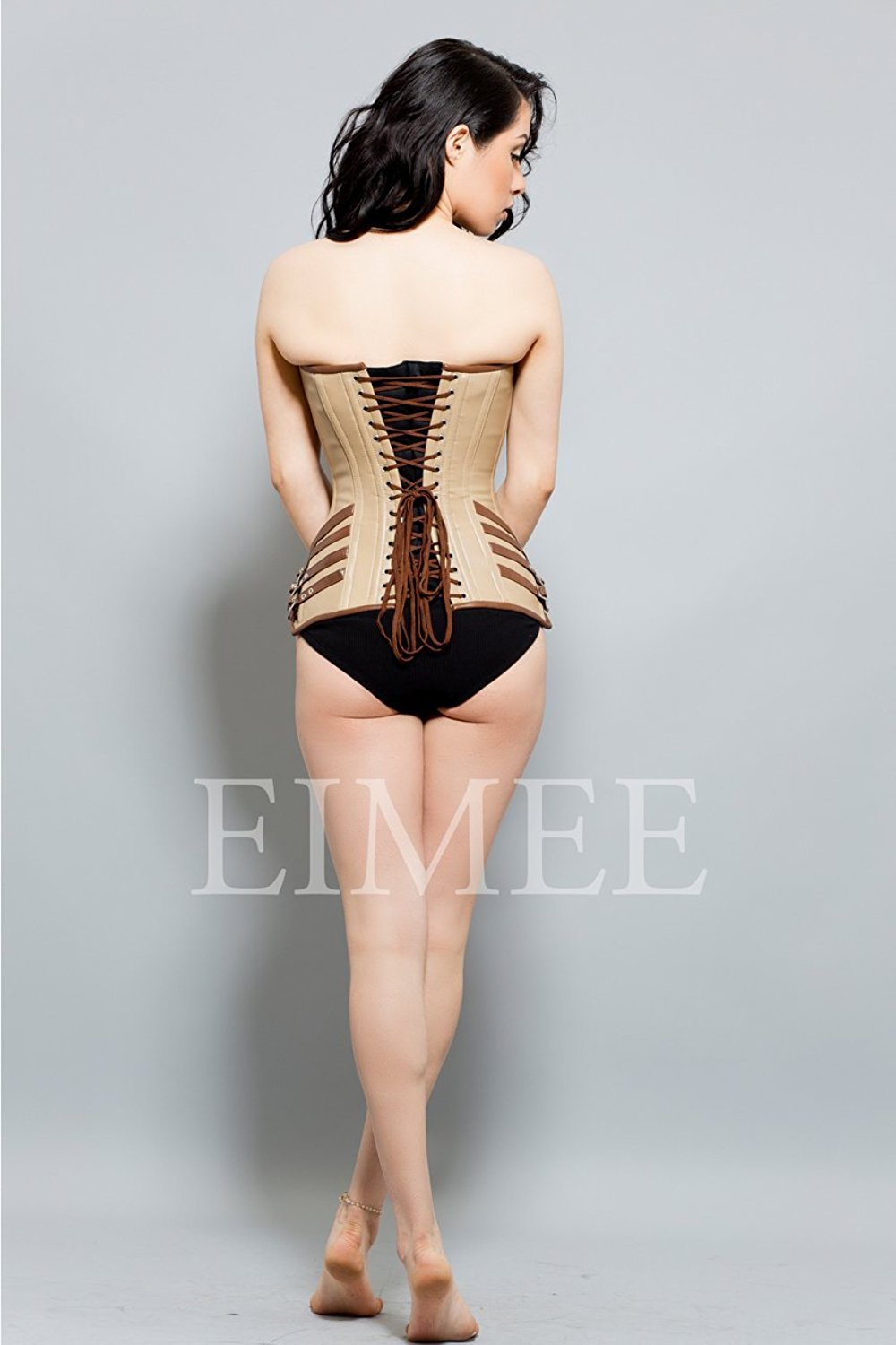Handmade Tan Leather Corset Waist Trainer for Women - Colombian Shapewear Fajas - Plus Size Body Shaper Corset 41 KARIS - Perfect for Waist Training, Postpartum Recovery & Special Occasions