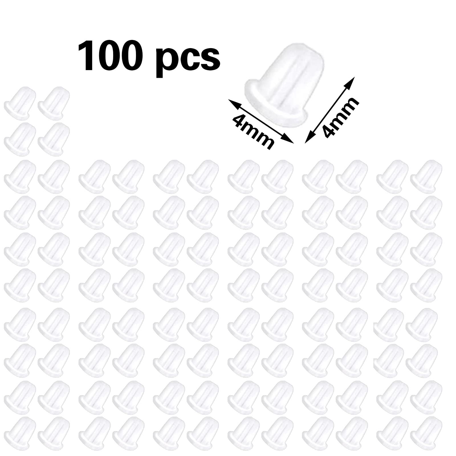 100 Pcs Plastic Earring Backs, Soft Rubber Earring Stoppers for Secure Jewelry & Accessories – Perfect for Studs, Hoops, and Dangle Earrings