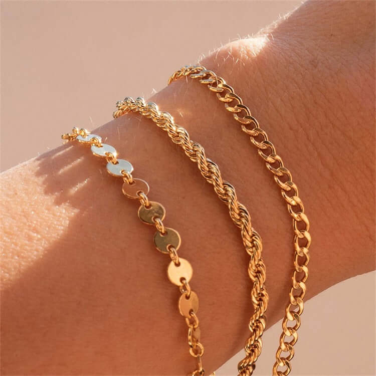 Surgical Steel Rope Cuban Chain Link Bracelet Set for Men & Women | CD004 | Durable & Hypoallergenic Jewelry for Everyday Wear, Gifts & Fashion Accessories