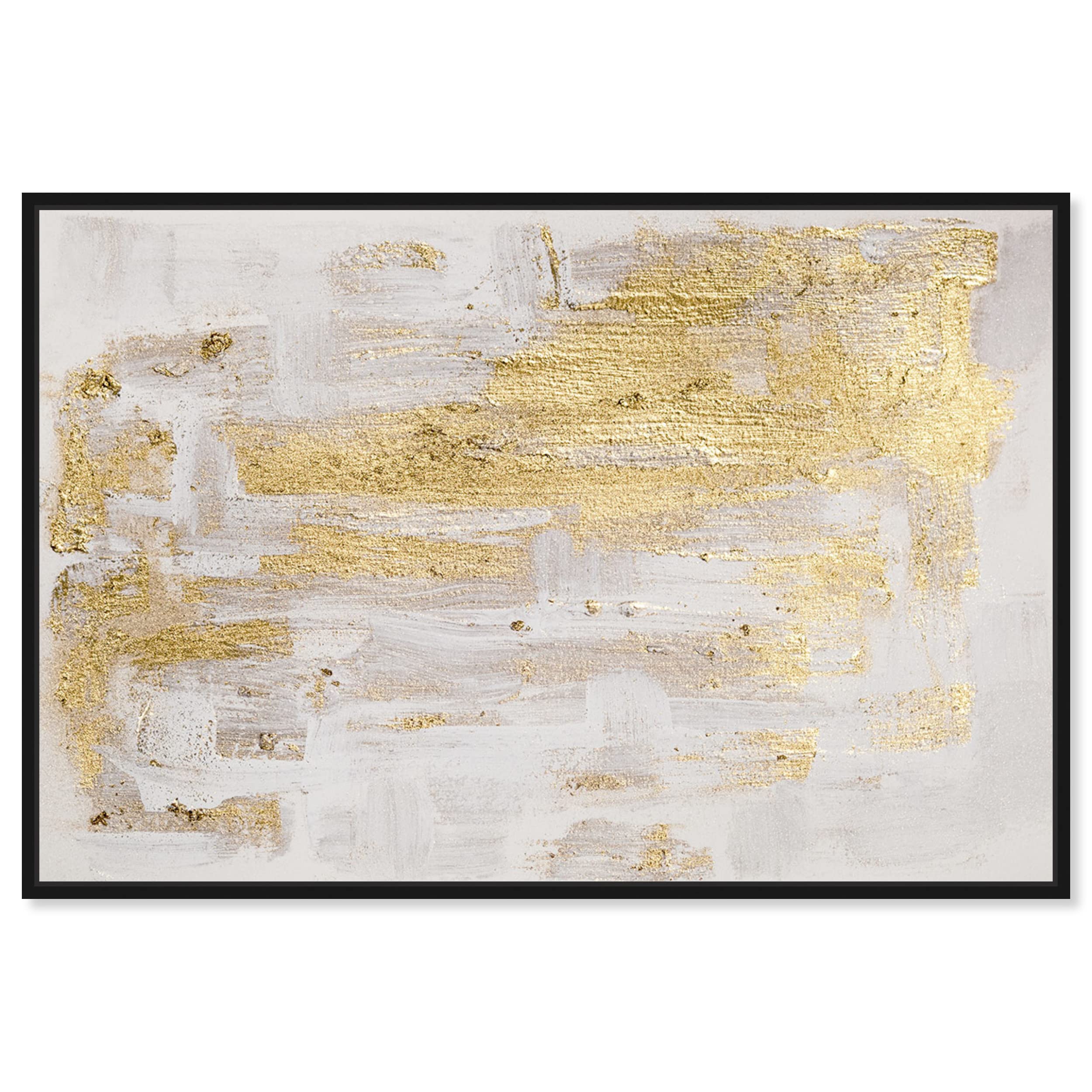 Abstract Wall Art Canvas Print 'Pure Love' - 54x36 Inches, Gold & White - Modern Home Decor for Living Room, Bedroom & Office
