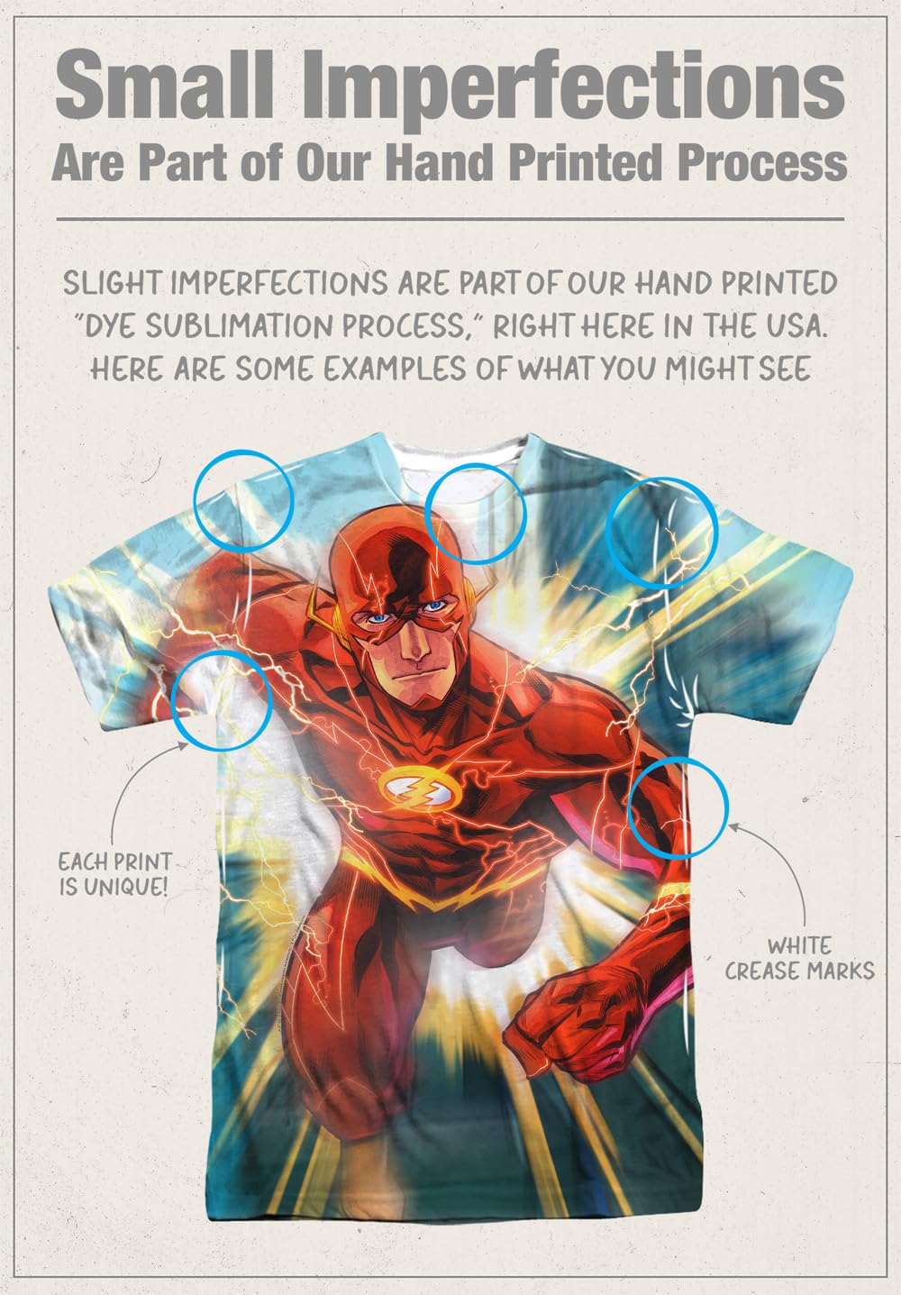 Justice League Faster Than Lightning Unisex Adult Sublimated Halloween Costume T-Shirt - Front & Back Graphic - Superhero Cosplay, Comic Con, Halloween Party Outfit