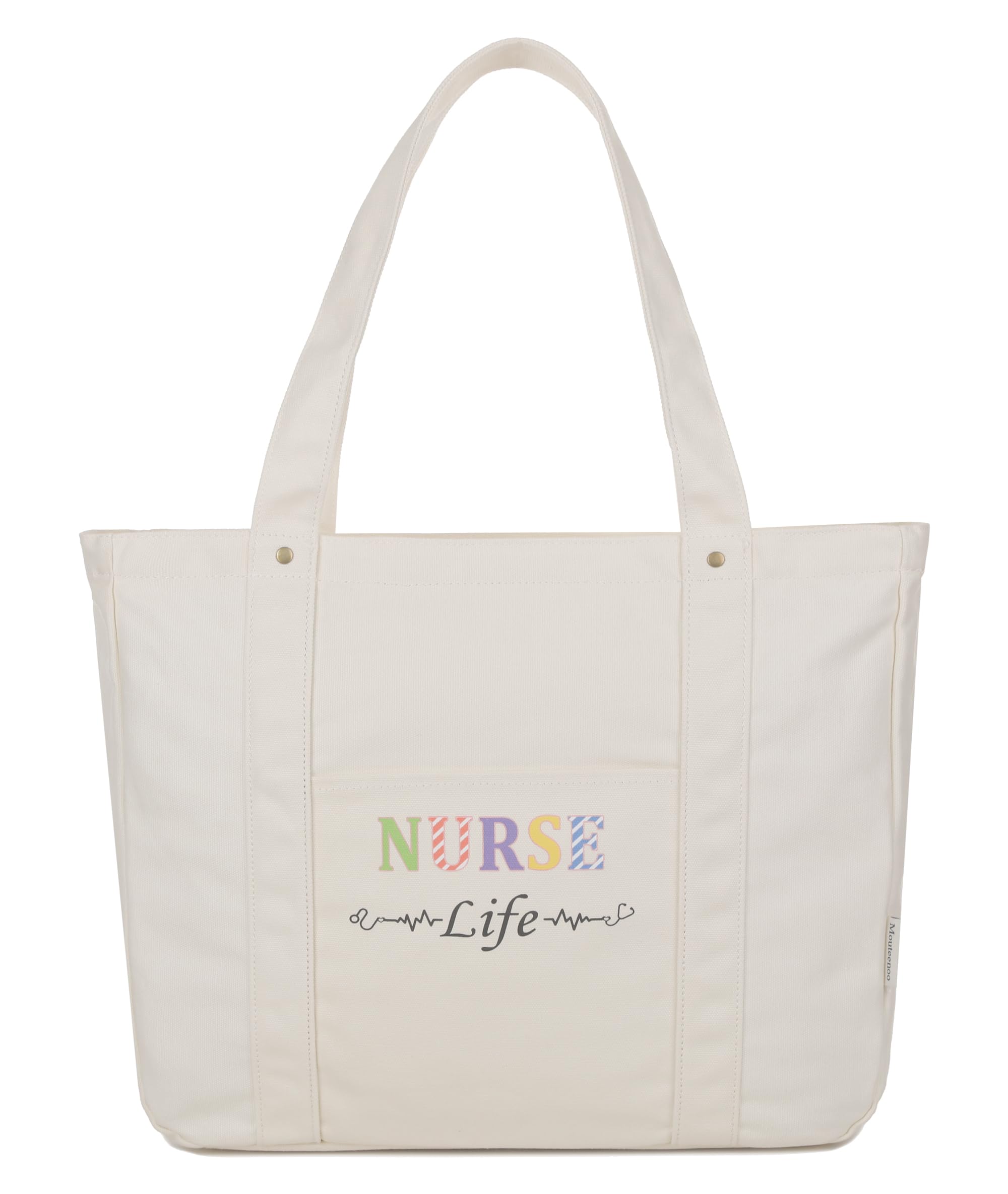 Durable Nurse Tote Bag with Zipper Closure - Professional Medical Work Bag for Nurses & Nursing Students - Canvas Shoulder Bag for Women - Perfect for Hospital Shifts, Clinical Rotations & Nursing School