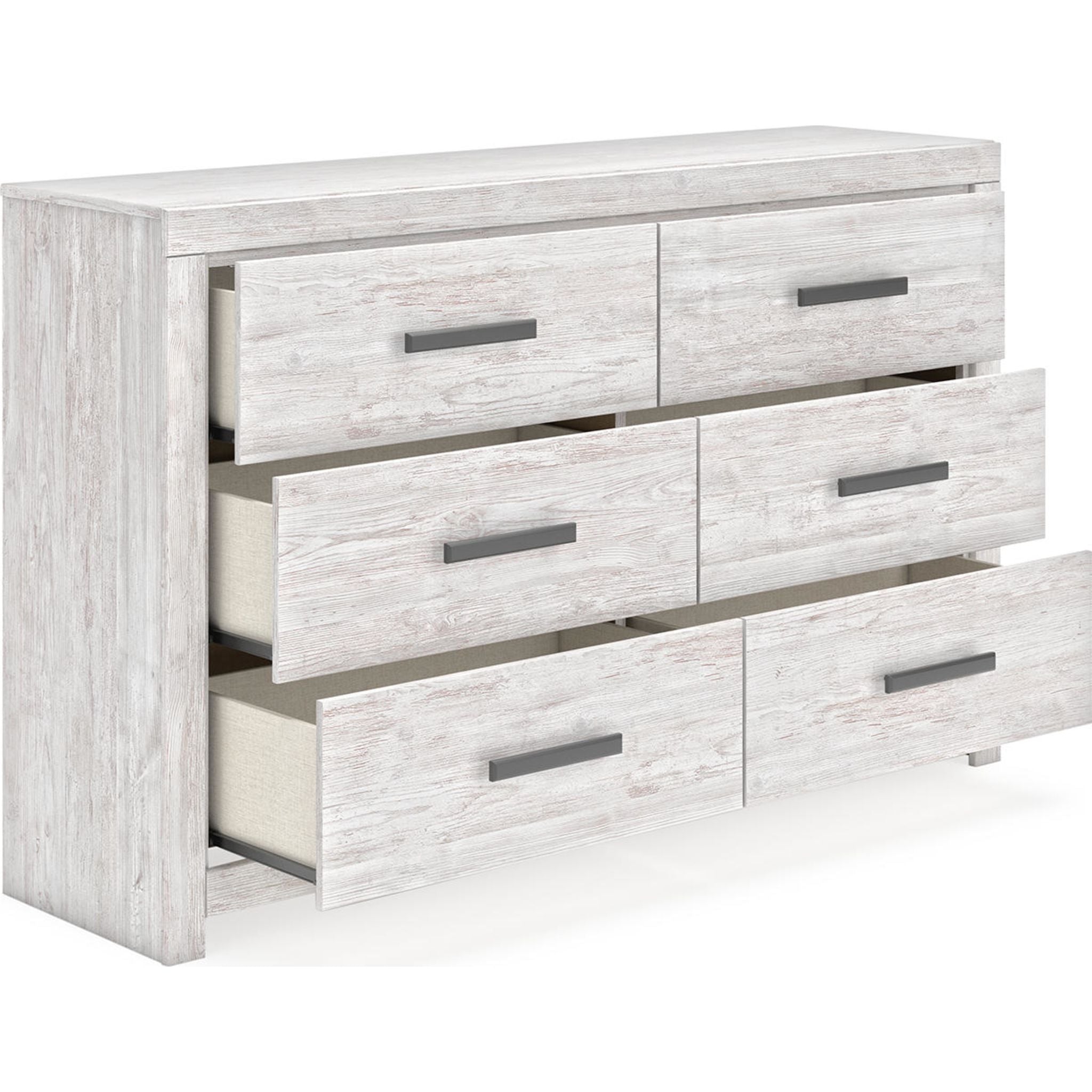 Whitewashed Cayboni Dresser - Modern 6-Drawer Wooden Chest for Bedroom & Nursery Storage | Perfect for Organizing Clothes, Toys & Home Essentials