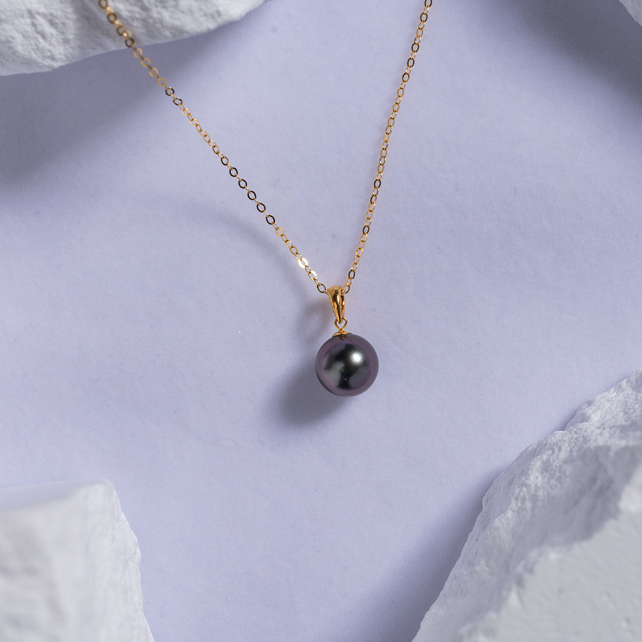 18K Solid Gold Tahitian Pearl Necklace - Genuine Saltwater Cultured Pearl Jewelry for Women, Elegant Gift for Anniversary & Wedding (KN00094) | Perfect for Formal Events, Date Nights & Special Occasions