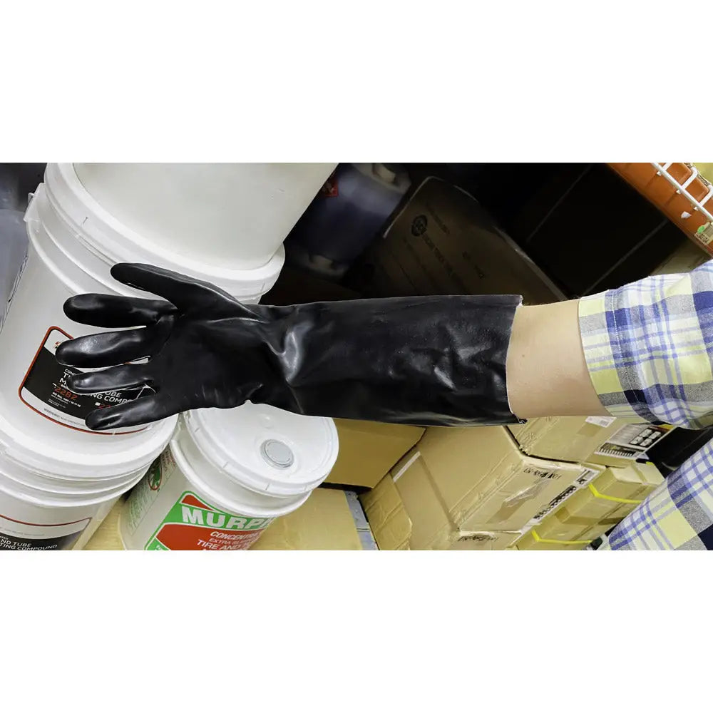 AA 18-Inch Long Black Chemical Resistant Gloves (Pair) - Heavy Duty Protection for Laboratory, Cleaning & Industrial Use
