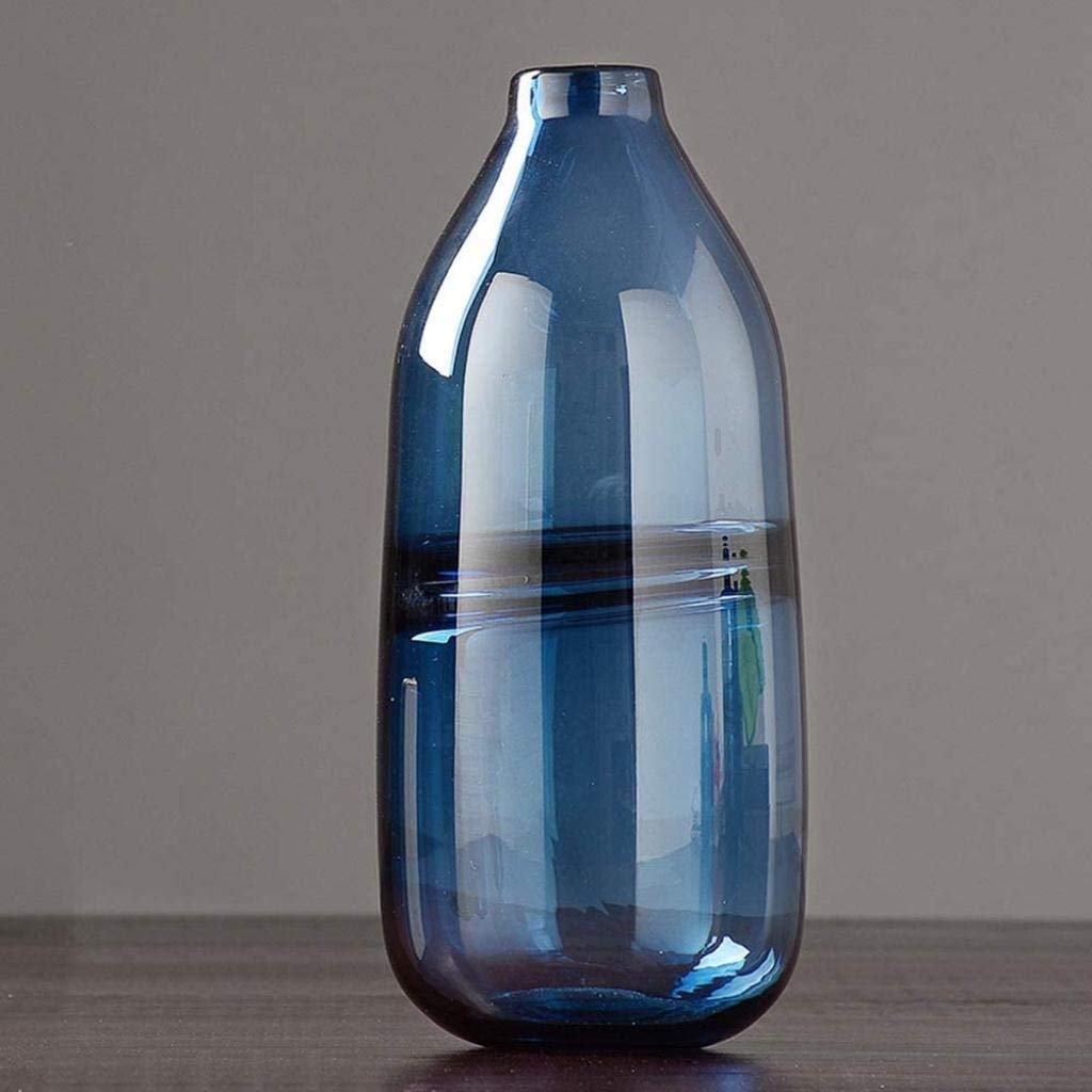 Modern Glass Sculpture Vase - Creative Blue Tabletop Flower Vase for Living Room Decor | Handmade Glass Craft | Home & Office Decoration | Perfect for Floral Arrangements & Centerpieces