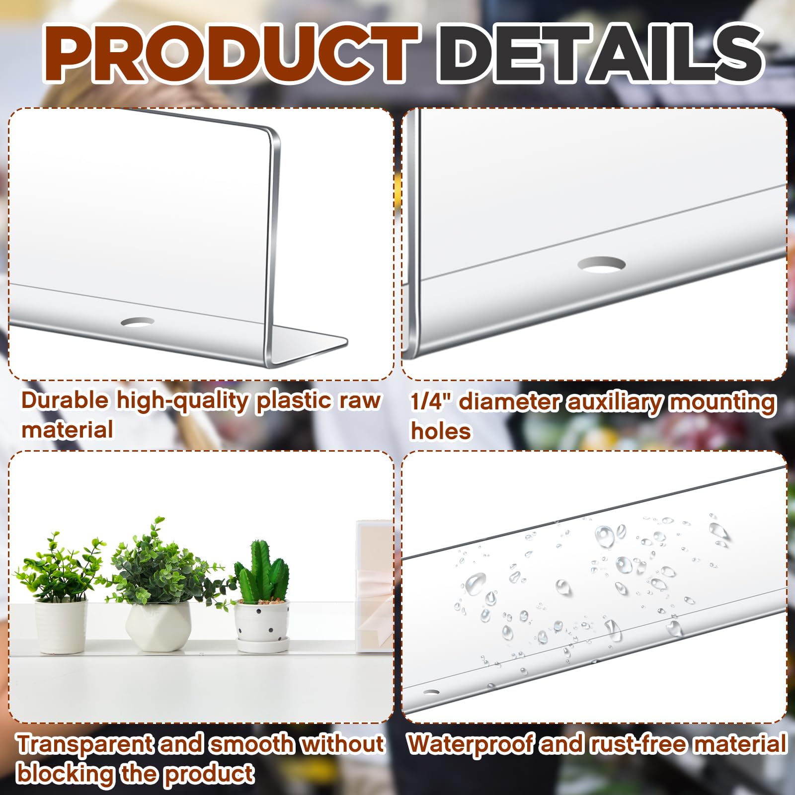 10 Pack Clear Gondola Shelf Front Fence for Retail Shelving - 3