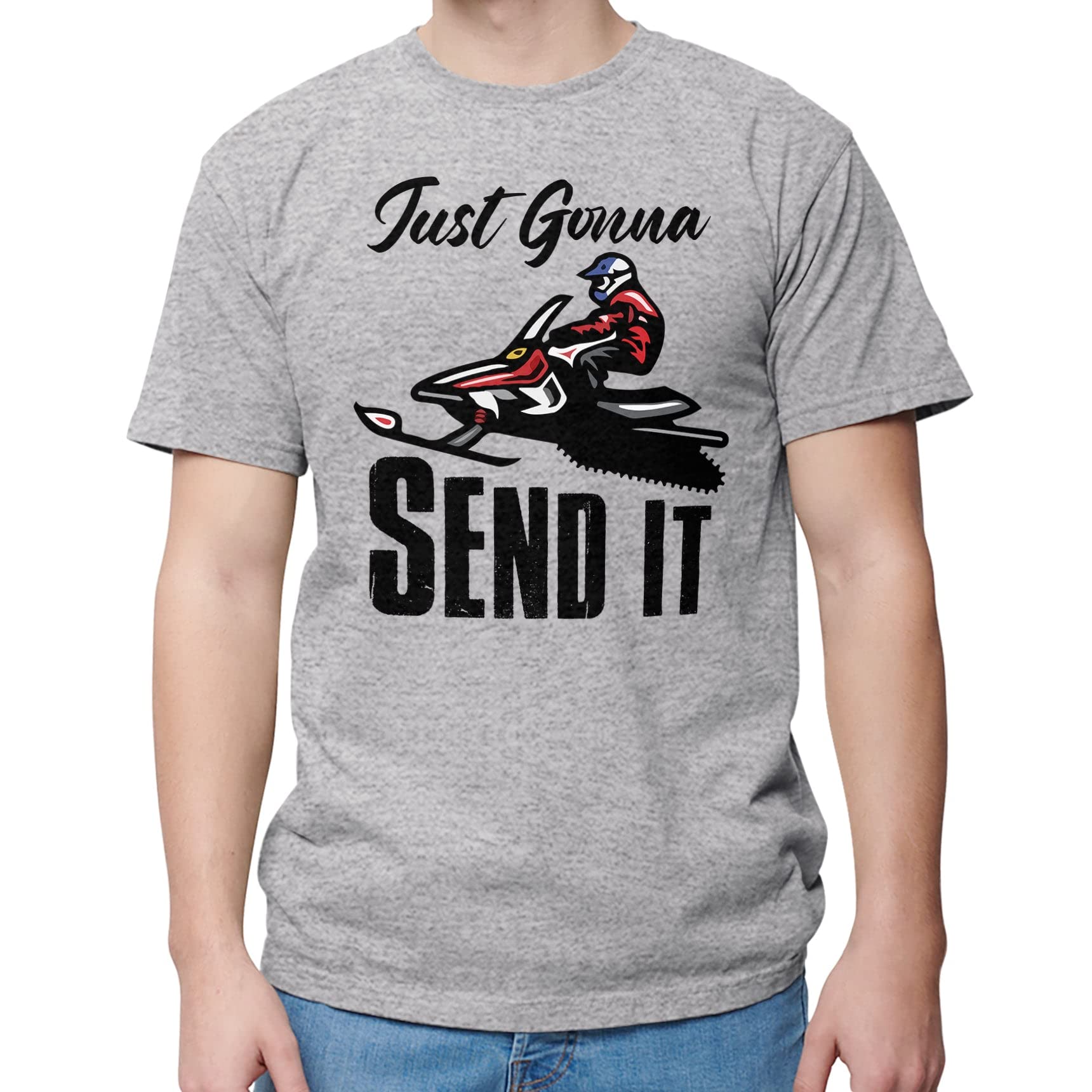 Funny Snowmobile Cotton T-Shirt for Men & Women - Short Sleeve Graphic Tee for Winter Sports Enthusiasts | Perfect for Snowmobiling, Skiing & Outdoor Adventures