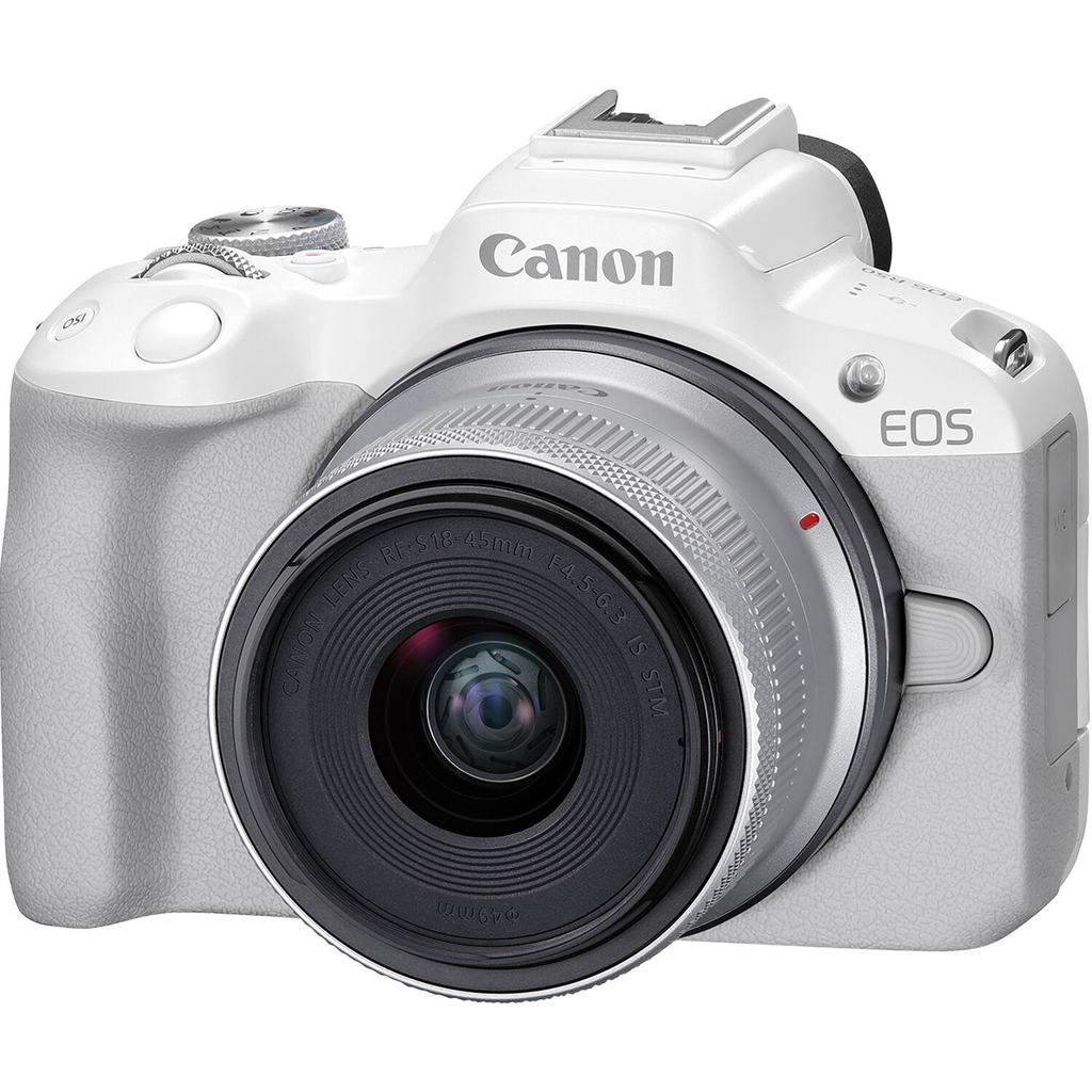 Canon EOS R50 Mirrorless Camera with RF-S 18-45mm f/4.5-6.3 IS STM Lens (White) - Perfect for Vlogging, Travel Photography & Content Creation
