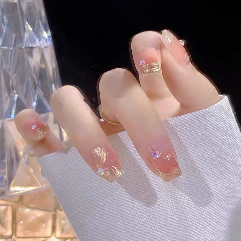 24pcs Pink Press On Fake Nails with Glue - Butterfly Design False Nails for Women, Includes Nail Art Tools & Accessories | Perfect for Parties, Weddings, Date Nights & Special Occasions