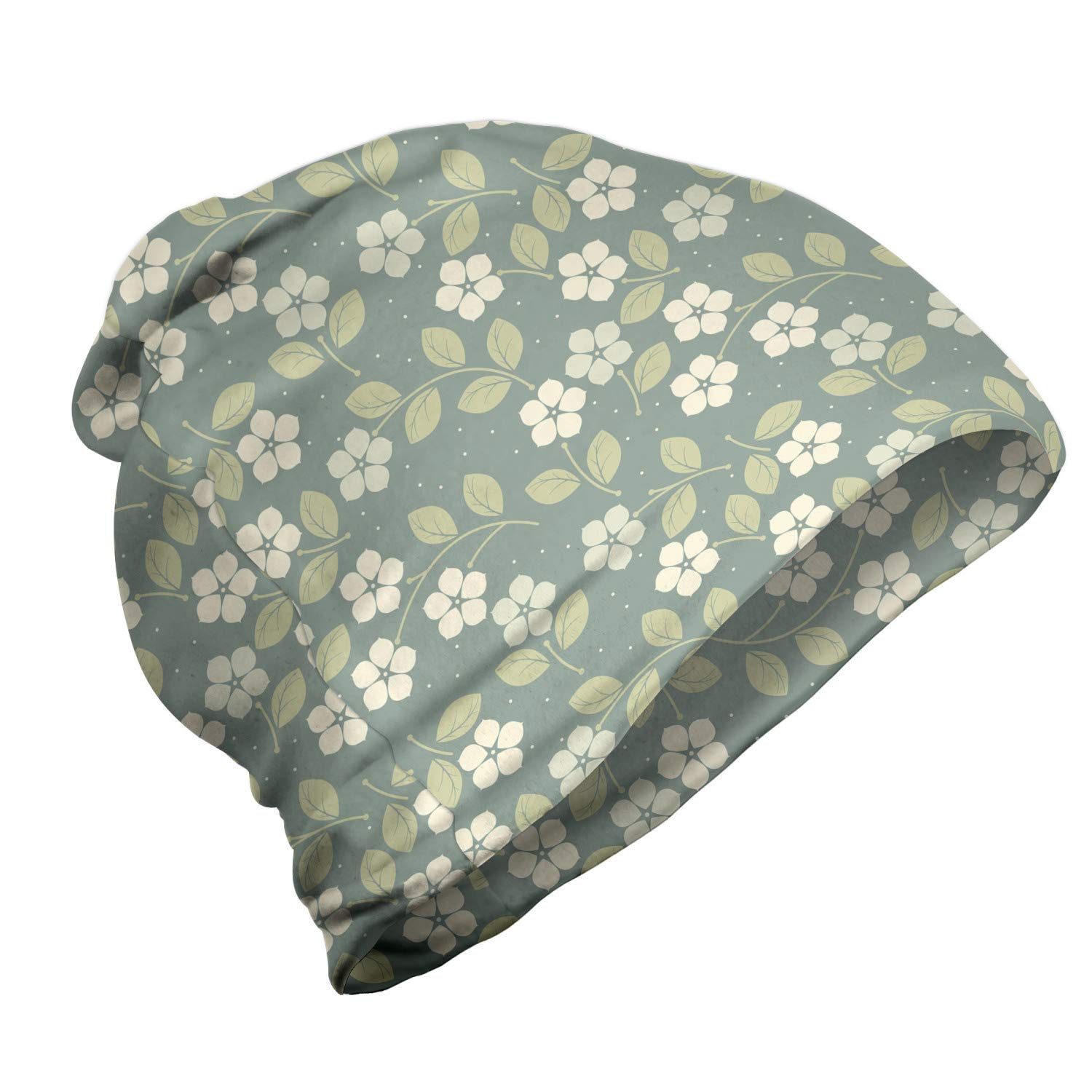 Ambesonne Unisex Beanie - Pastel Summer Flowers Design for Hiking & Outdoor Activities | Warm Winter Hat for Men & Women | Perfect for Camping, Skiing & Cold Weather Adventures