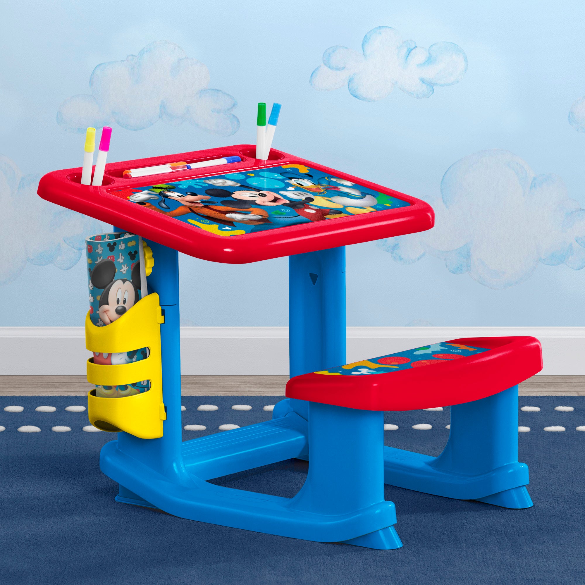 Mickey Mouse Kids Drawing Table - Adjustable Art Desk with Stool for Toddlers, Perfect for Home, Preschool & Playroom Creative Activities