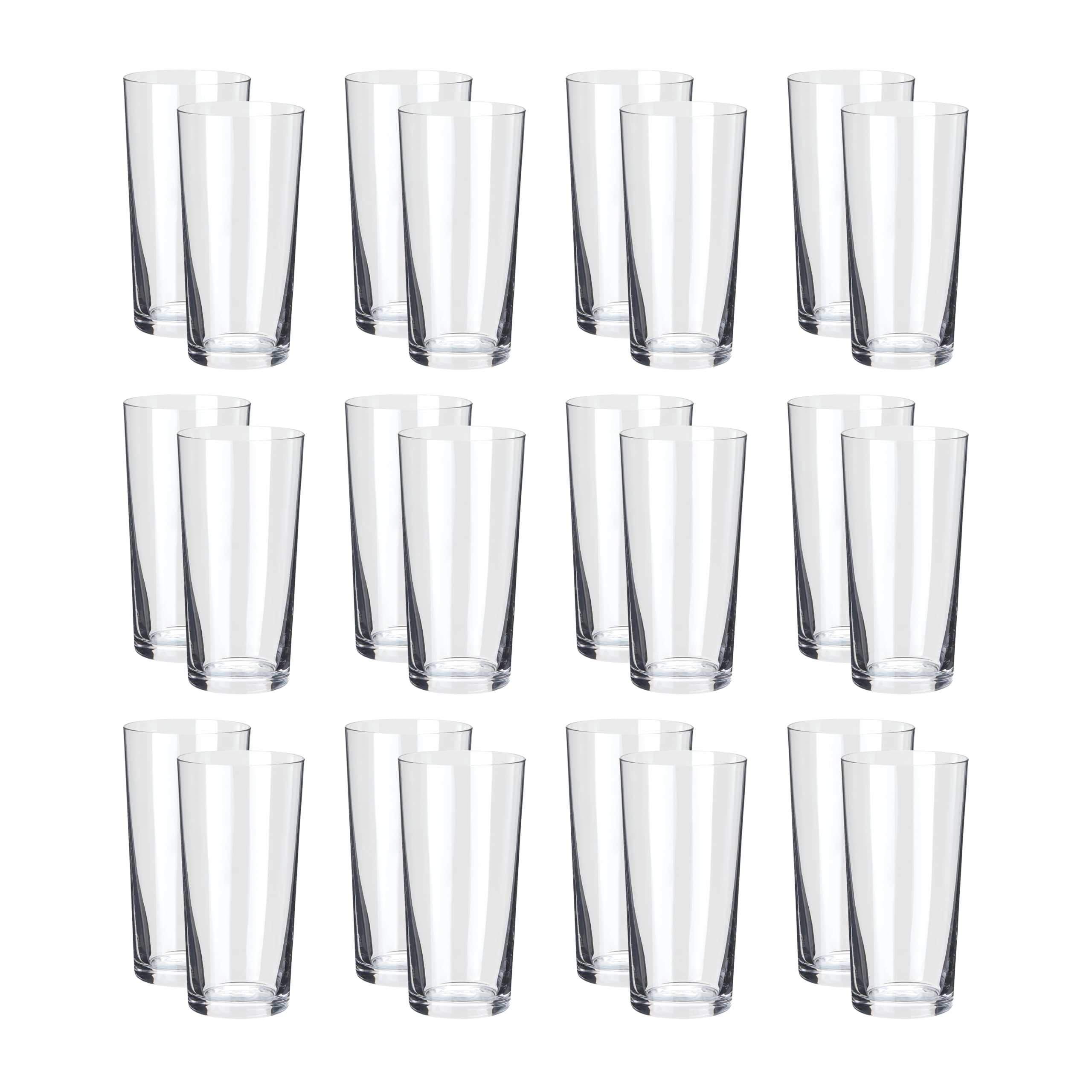Amazon Basics Admiral Cooler Borosilicate Glass Cup - 14.7 oz Microwave-Safe Commercial-Grade Clear Drinking Glasses (24-Pack) - Perfect for Restaurants, Cafes, Offices and Home Use