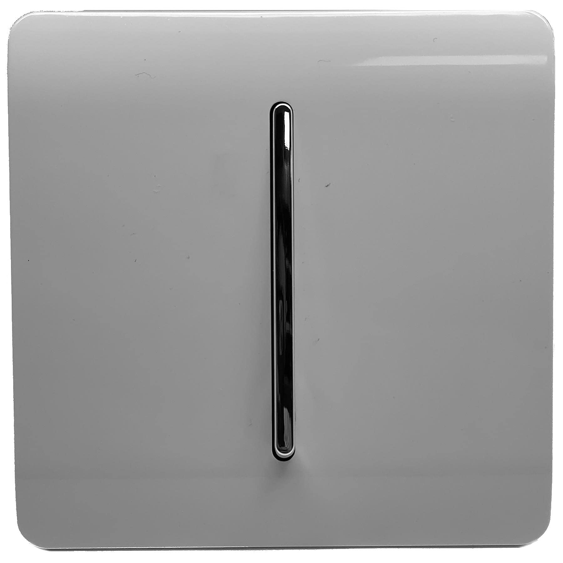 Trendi 1 Gang 2 Way 10 Amp Rocker Light Switch - Chrome & Glossy Light Grey (3 Pack) - Perfect for Home, Office & Commercial Lighting Control