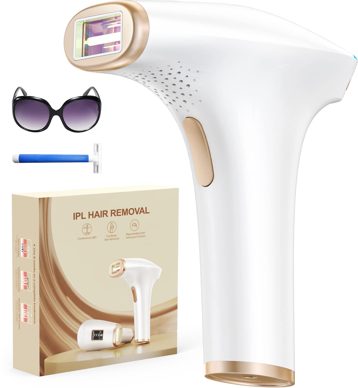 LYSMOSKI IPL Laser Hair Removal Device for Women & Men - Painless At-Home Hair Remover for Face, Legs, Arms & Body | Permanent Hair Reduction for Smooth Skin | Perfect for Bikini Line, Underarms & Sensitive Areas