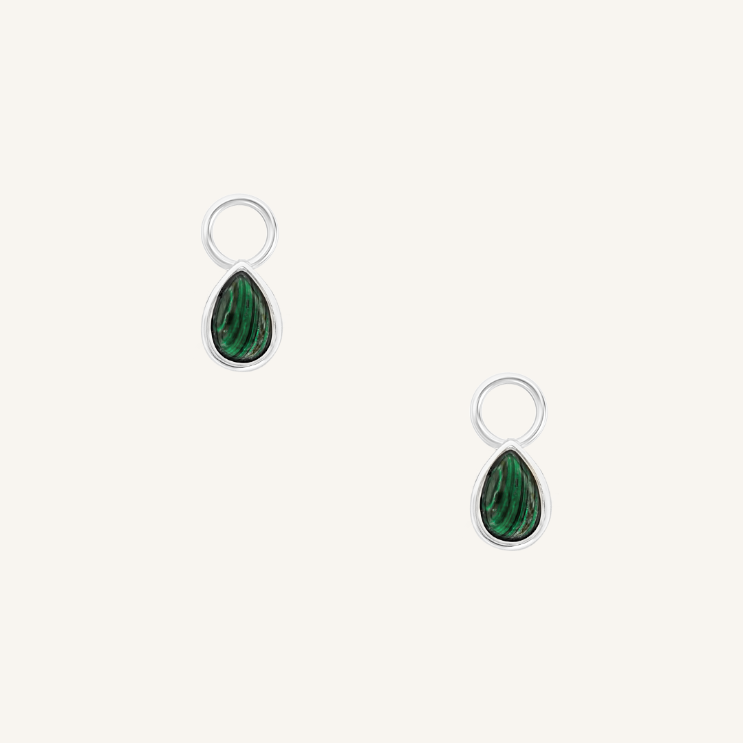 Malachite Trove Hoop Earrings Set of 2 - Natural Stone Dangle Earrings for Women, Boho Chic Jewelry for Everyday Wear & Special Occasions