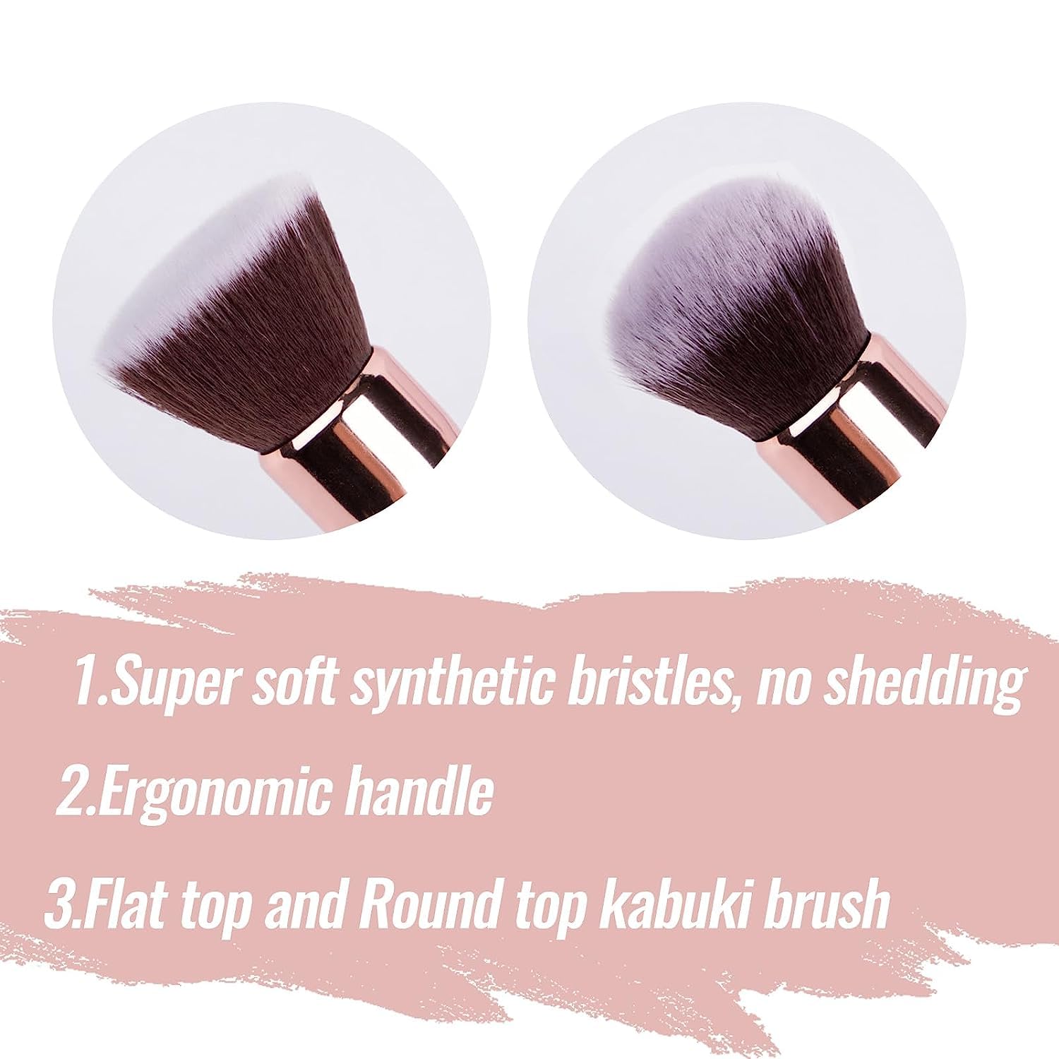 Premium Persian Bristle Makeup Brush Set with Powder Sponge Puff - 2 Brushes & 1 Blender (Black, White, Pink) | Professional Cosmetic Tools for Flawless Foundation, Contouring & Powder Application | Perfect for Home Makeup, Salon Use & Travel Beauty Kit