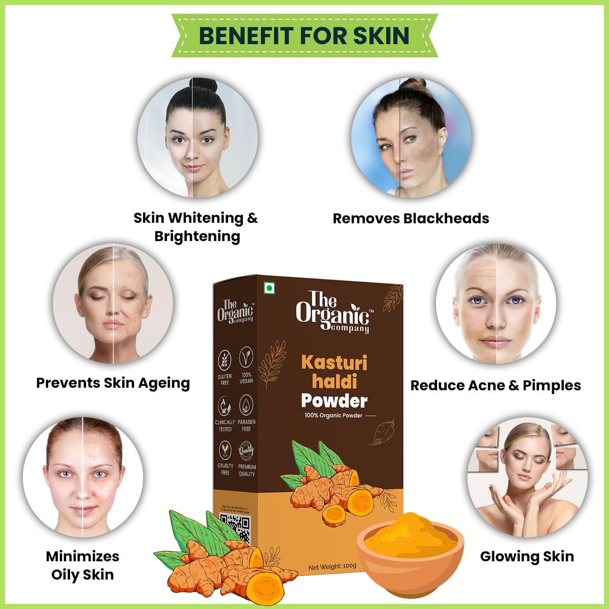 Organic Kasturi Haldi Powder for Brightening & Glowing Skin - 100% Pure Wild Turmeric Face Mask for Acne, Dark Spots & Skin Radiance - Natural Beauty Treatment for Face & Body Care - Perfect for DIY Skincare & Ayurvedic Remedies
