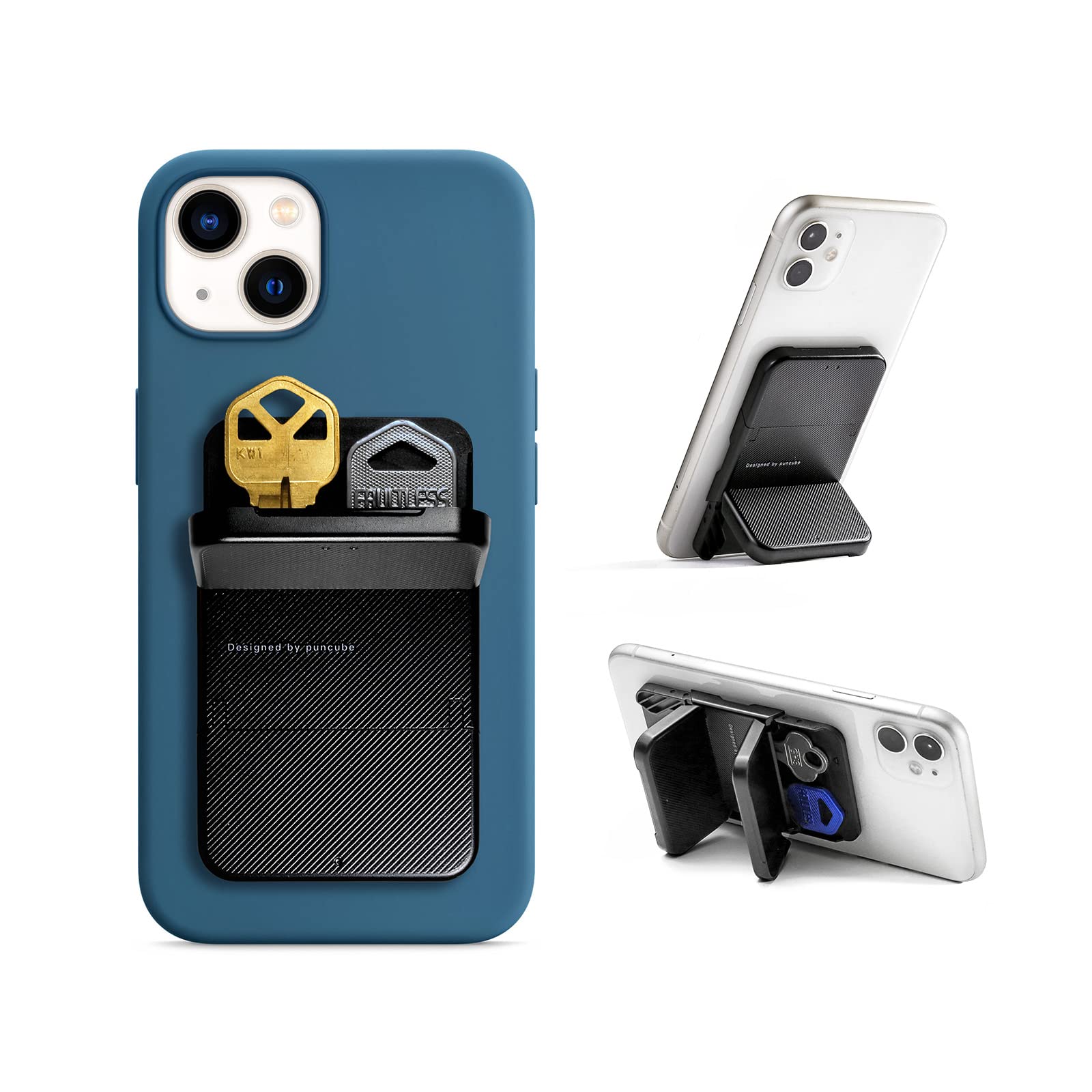 PUNCUBE Compact Key Holder & Keychain Organizer - Slim Ridge Key Case for Phone Sleeve - Minimalist Smart Keychain with Phone Stand - Perfect for Travel, Office & Everyday Carry