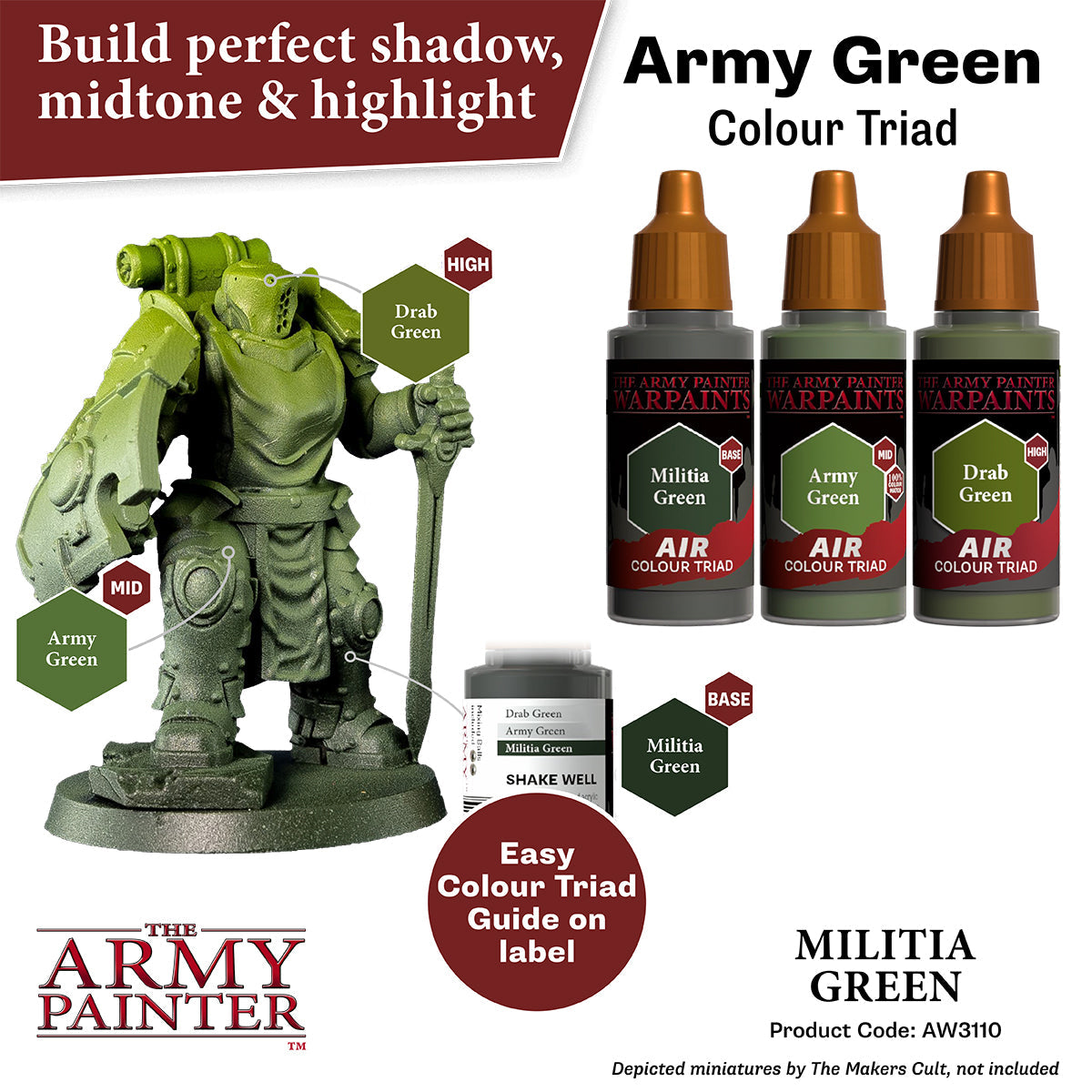 Warpaints Air Militia Green - Premium Matte Finish Spray Paint for Models, Miniatures & DIY Projects - Perfect for Warhammer, Cosplay & Custom Crafts