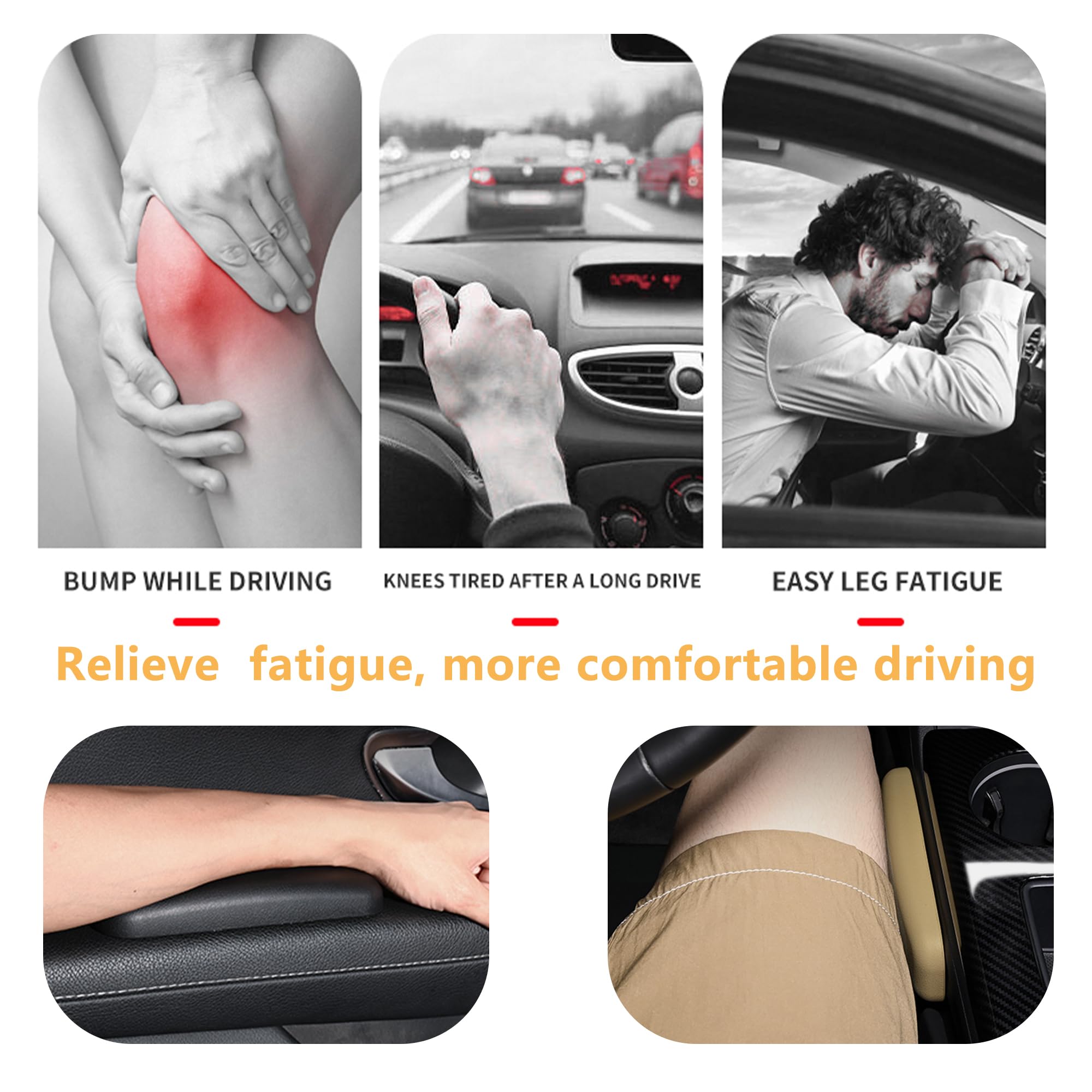 OFBAND 2PCS Soft Leather Elbow Pad Arm Rest Pillow for Car - Universal Comfort Support Cushion with One-Piece Molding Design - Perfect for Long Drives, Road Trips & Daily Commuting (Black)