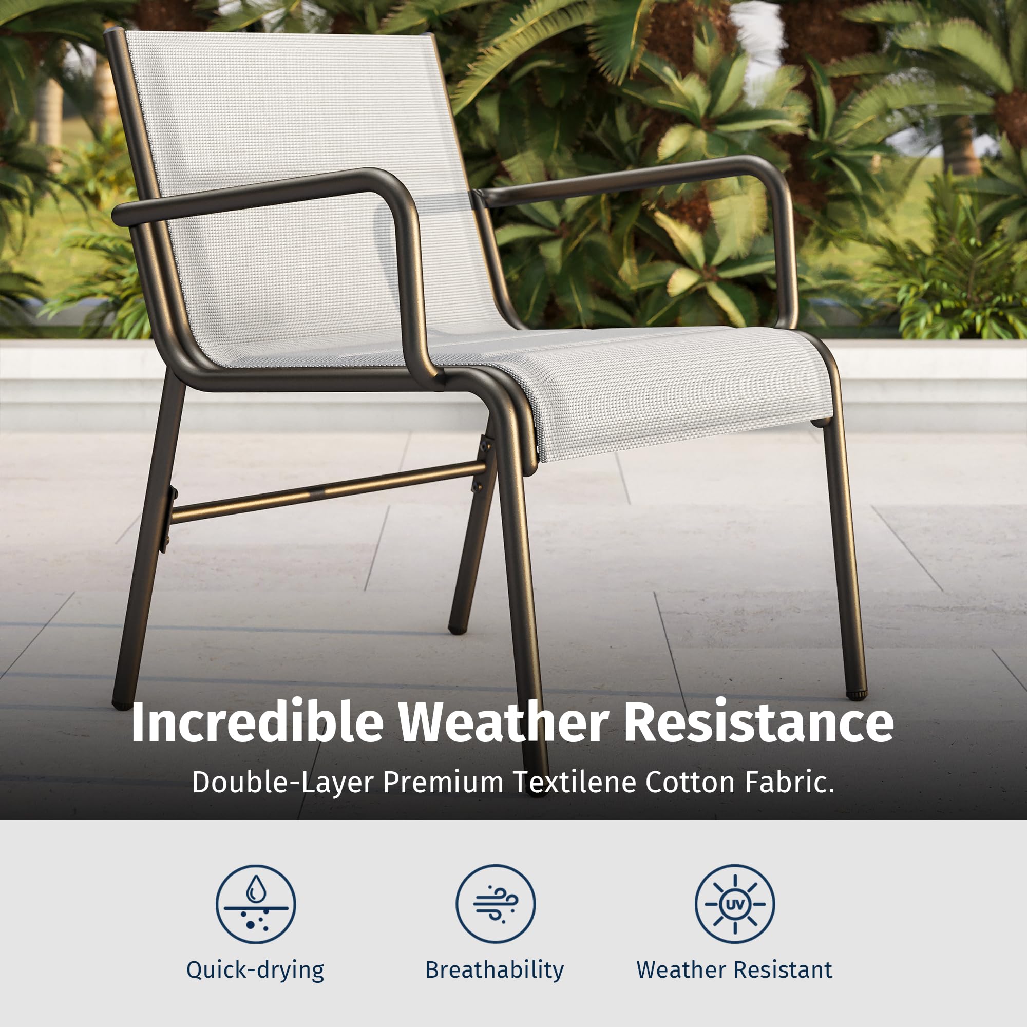 EAST OAK 4-Piece Outdoor Patio Furniture Set - Waterproof Wicker Loveseat with Coffee Table, Grey Garden Conversation Set for Porch, Balcony or Backyard | Perfect for Relaxing, Entertaining and Outdoor Dining