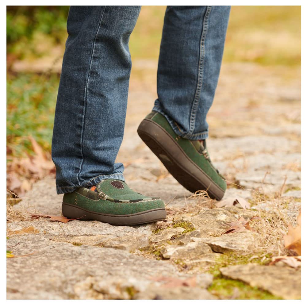 ARIAT Men's Indoor & Outdoor Moccasin Slippers with Rubber Sole - Comfortable House Shoes for Home, Office & Backyard Relaxation