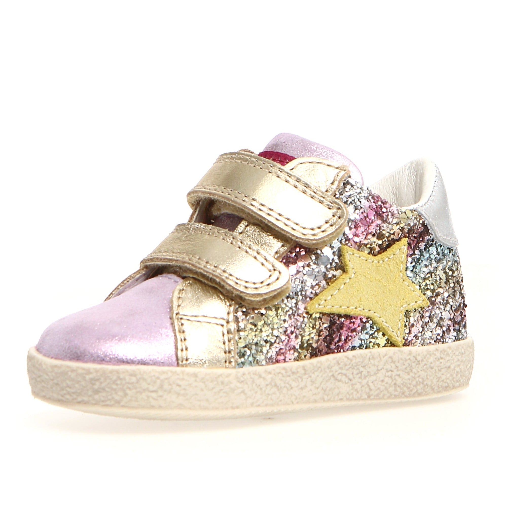 Falcotto Alnoite High VL Girls Sneakers - Glitter Shaded & Metallic Lilac Color | Comfortable Lightweight School Shoes for Active Kids | Perfect for Playground, School & Daily Wear