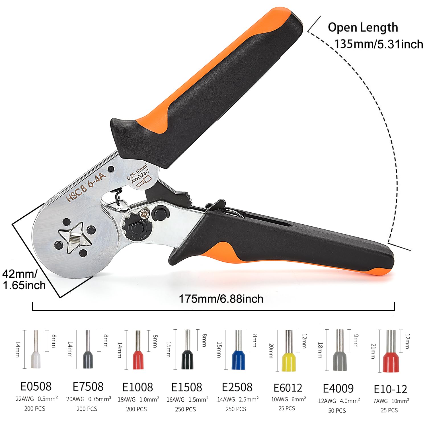 Professional Ferrule Crimping Tool Kit with 1200PCS Copper Terminals & Self-Adjusting Ratchet - AWG23-7 Wire Crimper Set with Oxford Storage Bag for Electrical Wiring, DIY Projects, and Industrial Applications