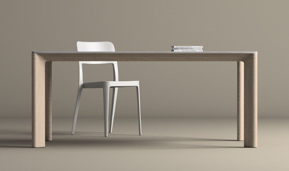 Midj Planum Modern Dining Table - Solid Wood Kitchen Table for 6 - Perfect for Dining Room, Kitchen, and Small Space Gatherings