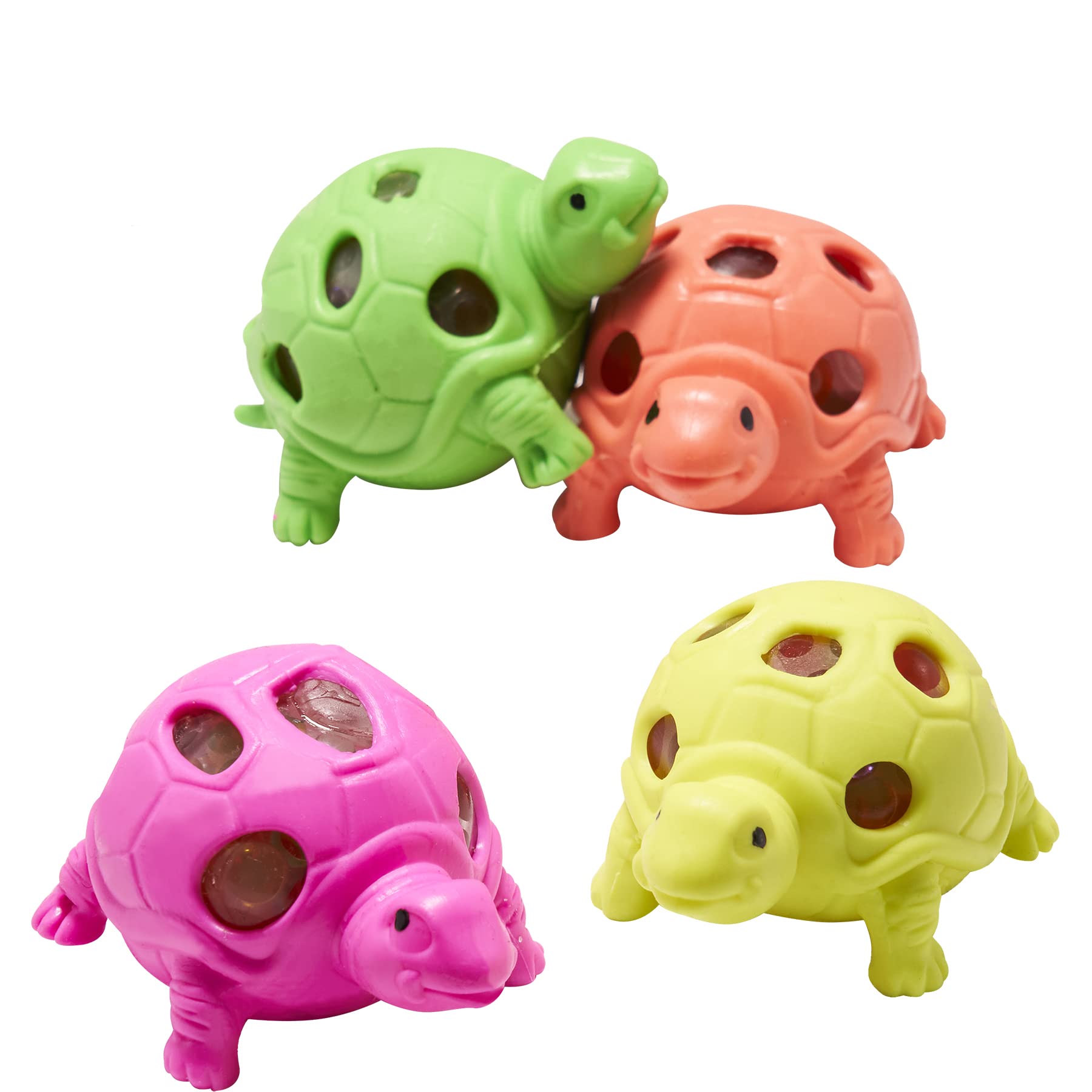 Holgosiu 4 Pack Turtle Water Beads Stress Ball - Squishy Sensory Fidget Toys for Stress Relief & Anxiety, Soft Squeeze Balls with Water Beads for Kids & Adults - Perfect for Office, Classroom & Home Relaxation
