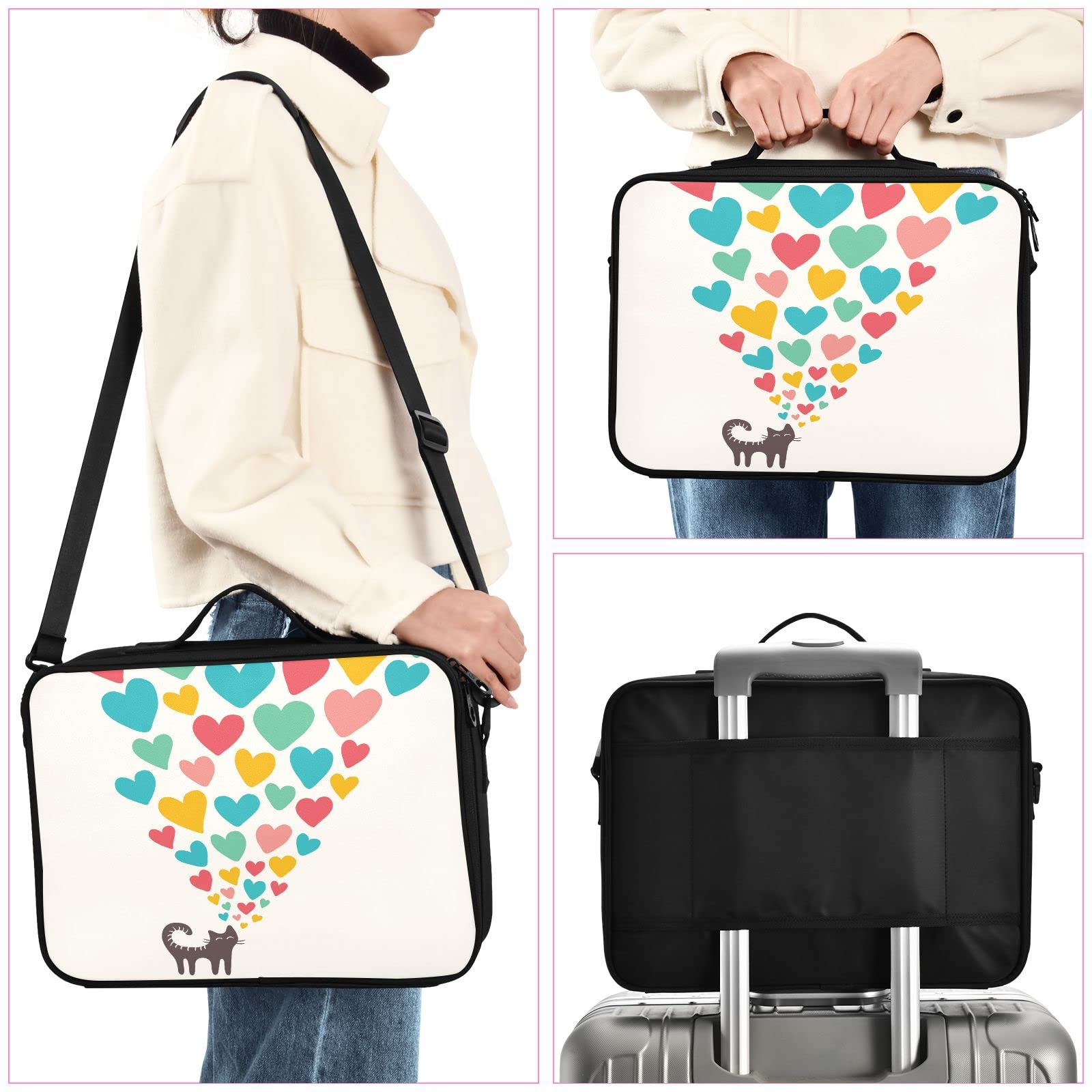 Funny Cat in Love Travel Makeup Bag for Women | Waterproof Cosmetic Organizer | Portable Train Case for Makeup Artists | Perfect for Travel, Gym & Daily Use