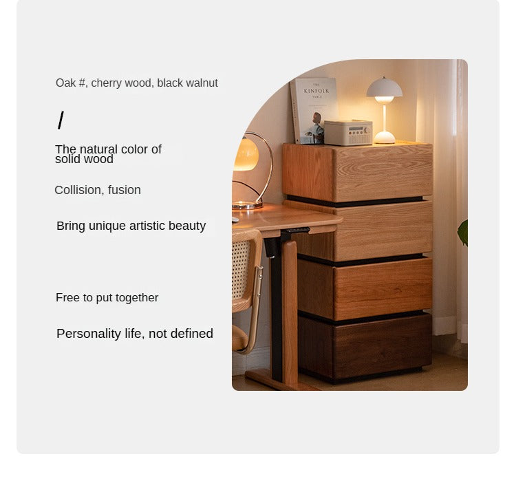 Premium Black Walnut, Cherry & Oak Solid Wood Nightstand with Customizable Storage | Modern Bedside Table for Bedroom, Living Room & Office
