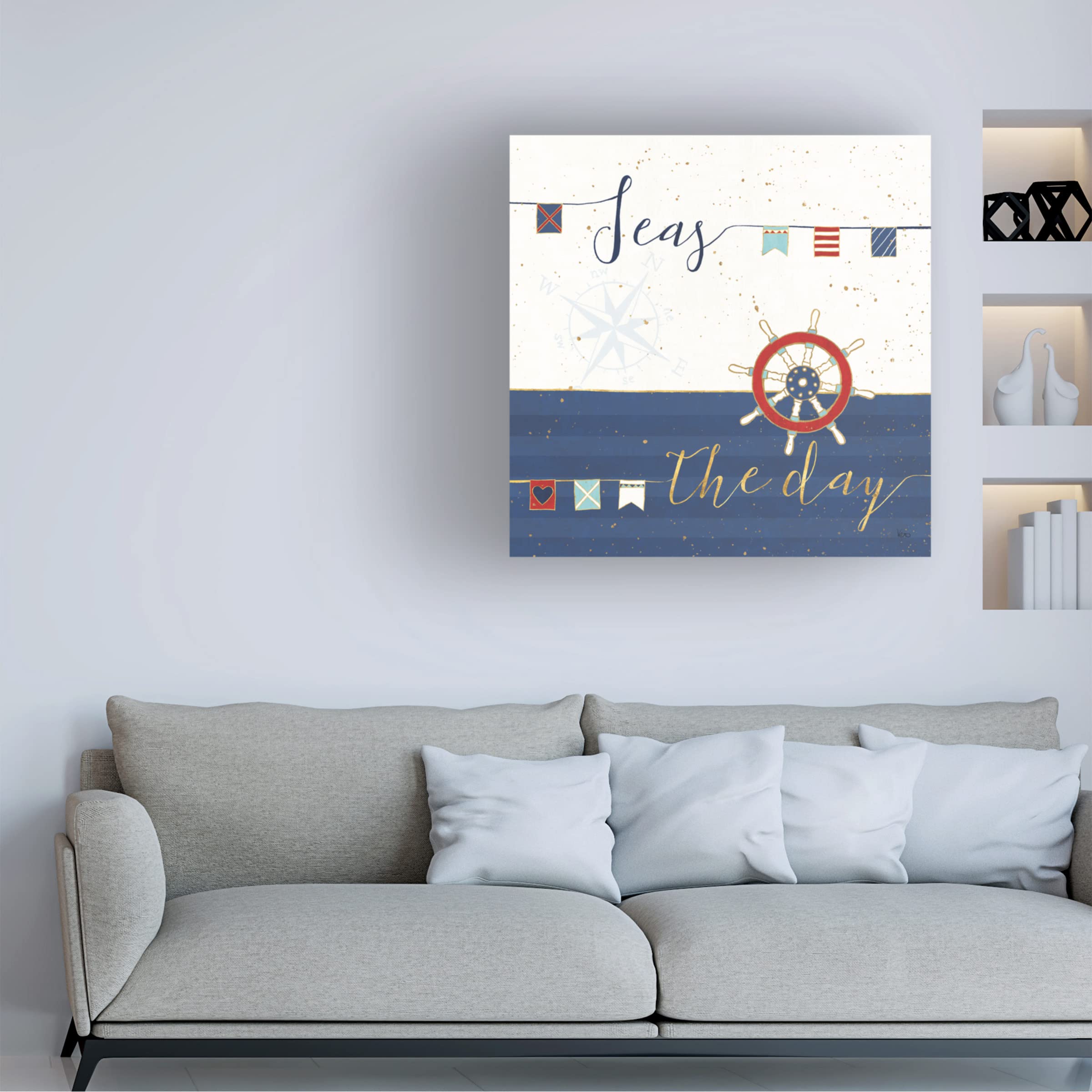 Trademark Fine Art 'Underlined Nautical III' Canvas Wall Art by Veronique Charron - Coastal Decor for Living Room, Bedroom & Office