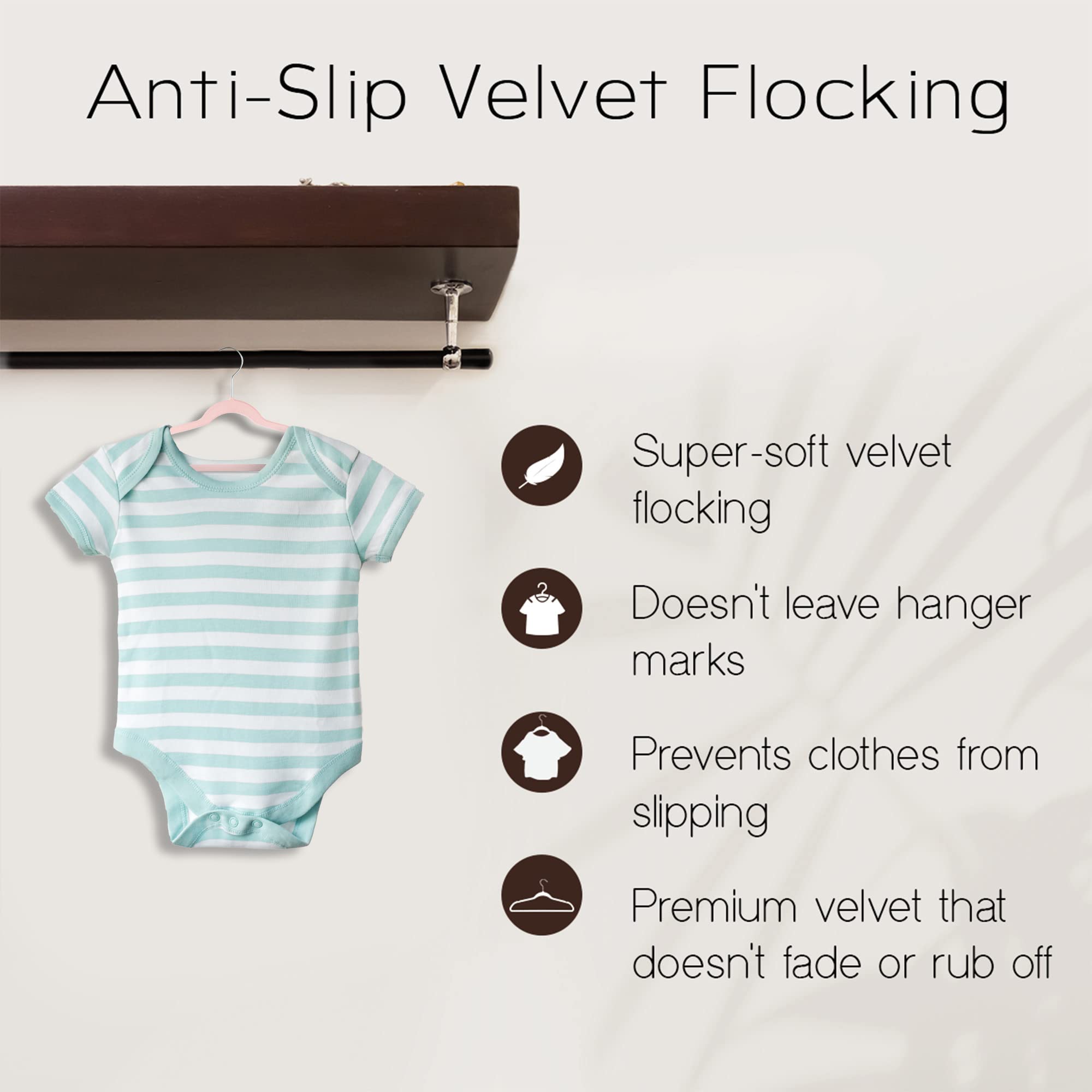 Premium Baby Velvet Hangers - 20 Pack, 11 Inch Non-Slip Infant Clothes Hangers for Closet Organization | Space Saving, Ultra Slim Toddler Hangers | Perfect for Nursery, Baby Wardrobe & Travel (Pink)