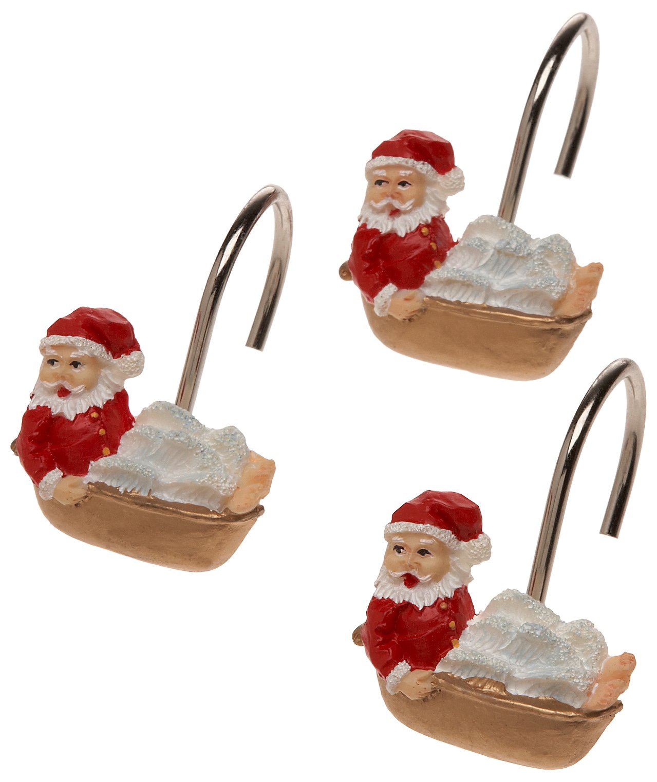 Holiday Bath Ceramic Resin Shower Curtain Hooks - Christmas Decor Bathroom Accessories for Festive Home Decor