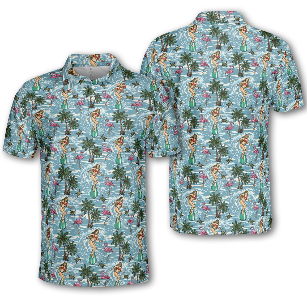 **Crazy Men's Flamingo Hawaiian Golf Shirt - Funny Casual Lightweight Polo for Men - Perfect for Golf, Beach, and Summer Outings**