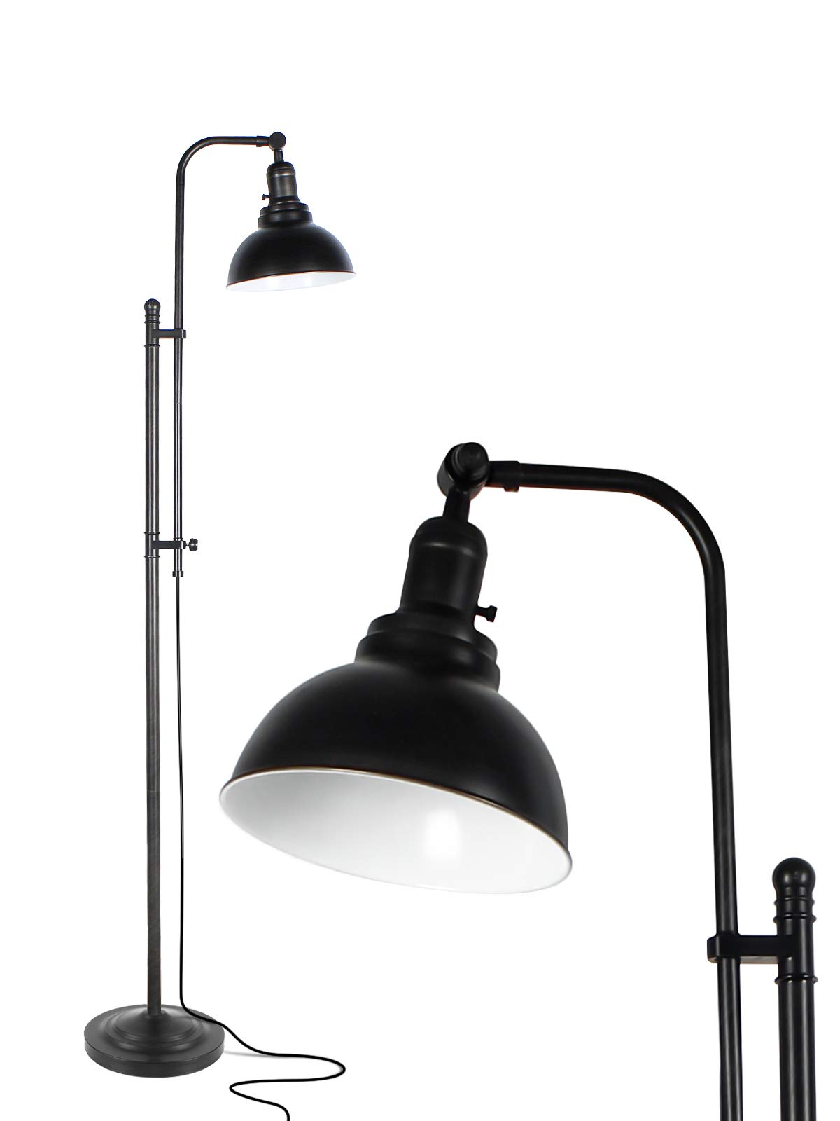 Vintage Industrial Floor Lamp - Black Metal Standing Lamp with On/Off Switch, Rustic Farmhouse Style LED Reading Light for Study Room, Office & Living Room | ETL Certified | Perfect for Home Decor & Workspaces